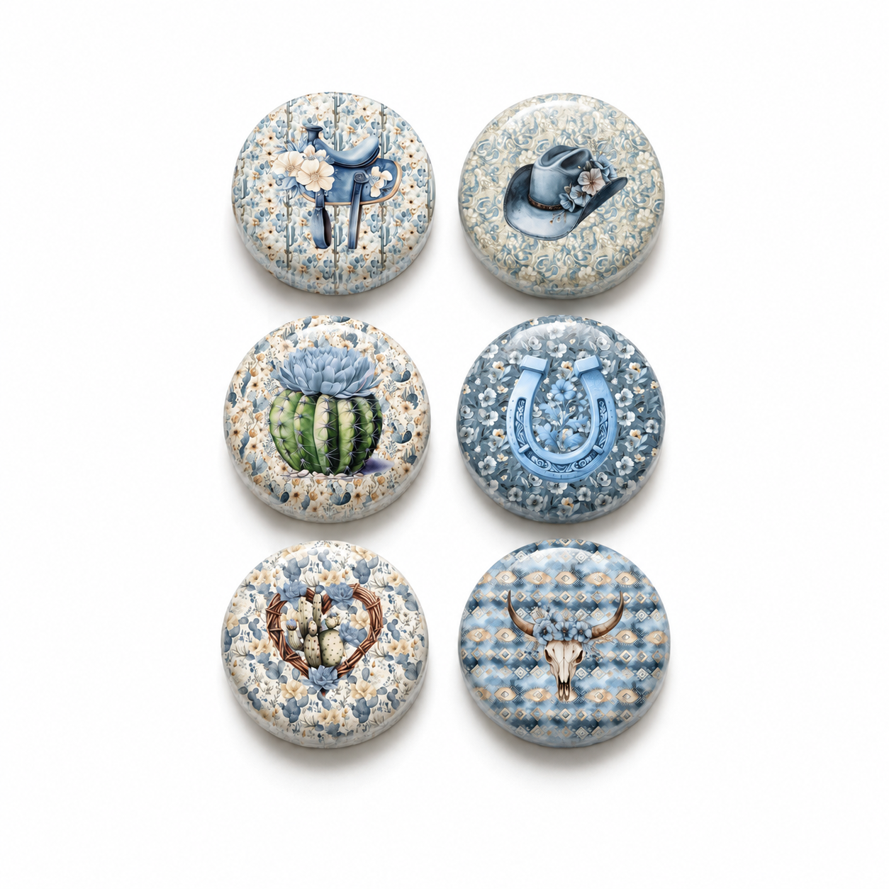 Dusty Blue Desert Button Bubbles 1" Self-Adhesive Scrapbook Embellishments by MH Flair & More