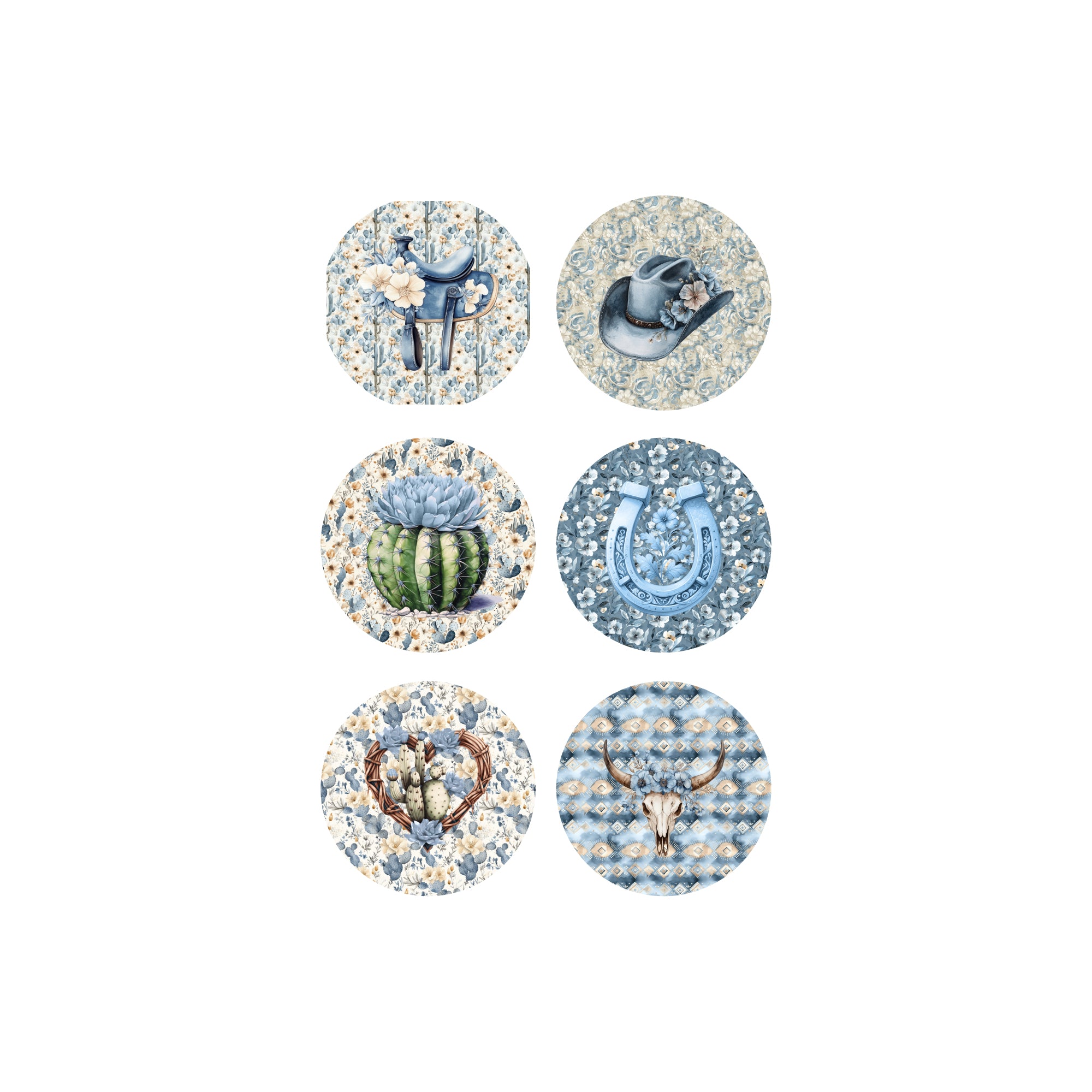 Dusty Blue Desert Button Bubbles 1" Self-Adhesive Scrapbook Embellishments by MH Flair & More