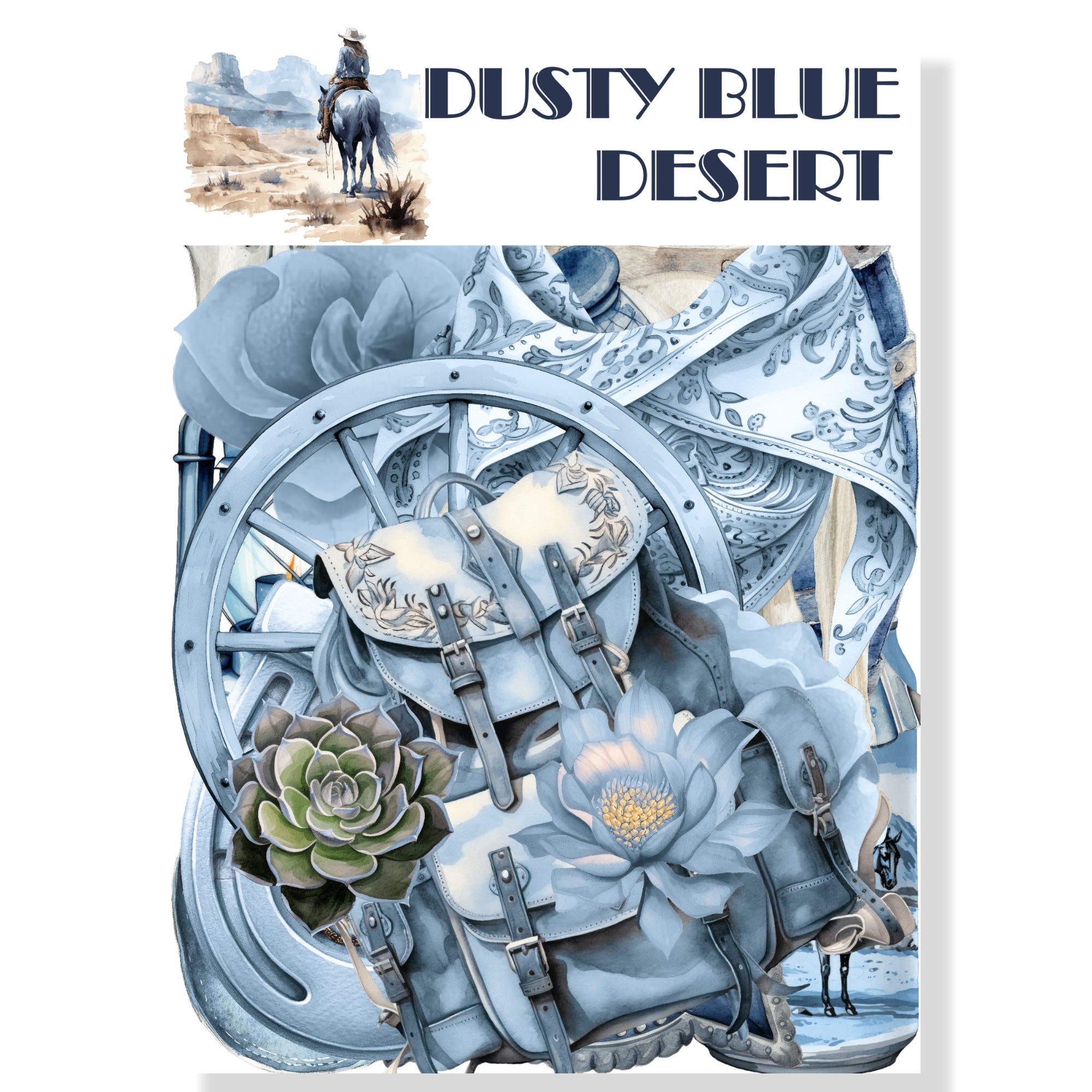 Dusty Blue Desert 12 x 12 Scrapbook Paper & Embellishment Kit by SSC Designs