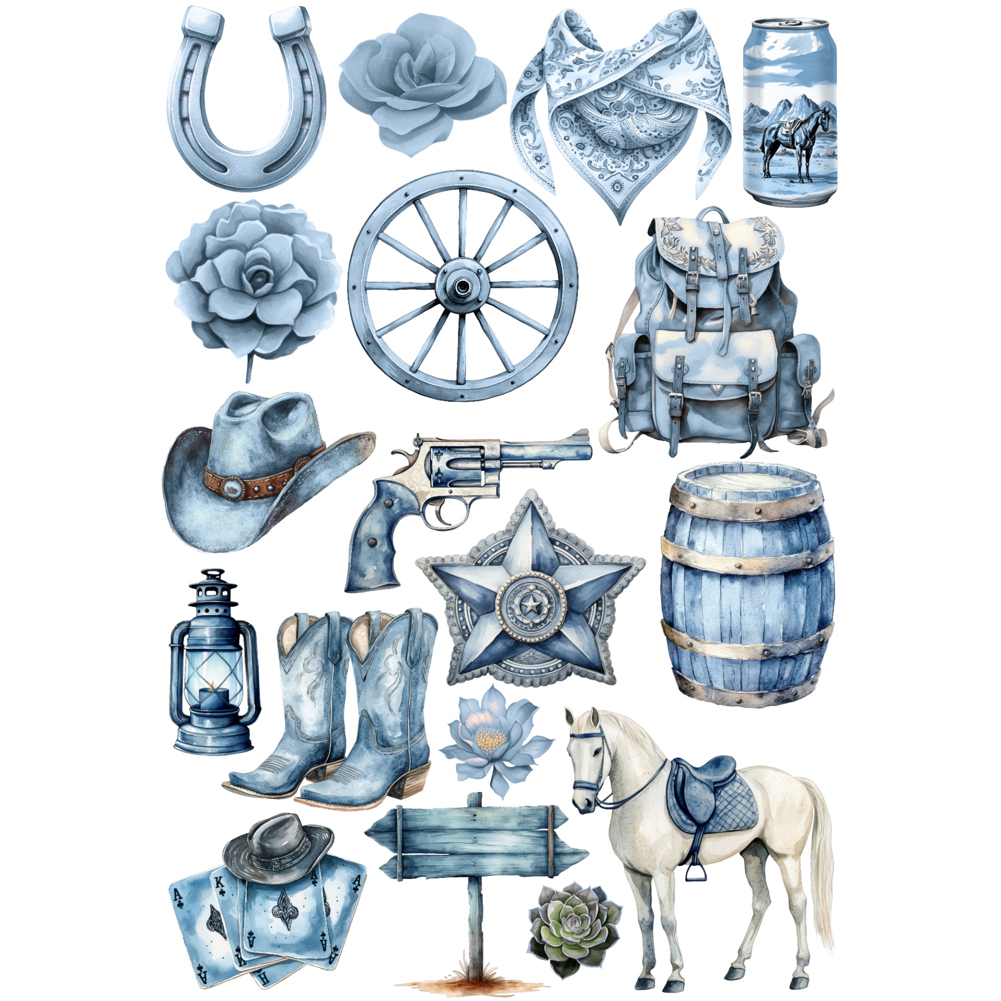 Dusty Blue Desert Collection Laser Cut Scrapbook Ephemera Embellishments by SSC Designs