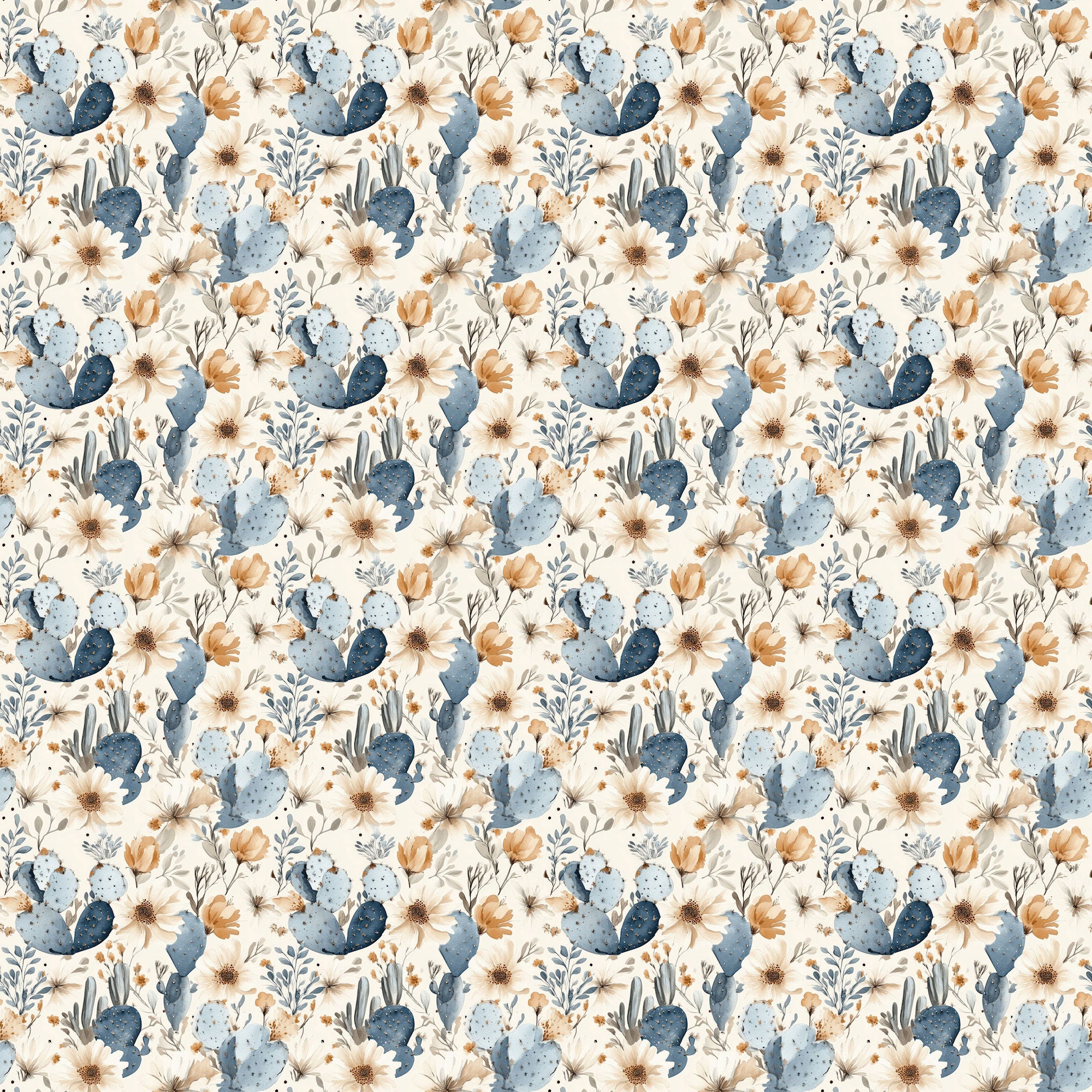 Dusty Blue Desert Collection Desert In Bloom 12 x 12 Double-Sided Scrapbook Paper by SSC Designs