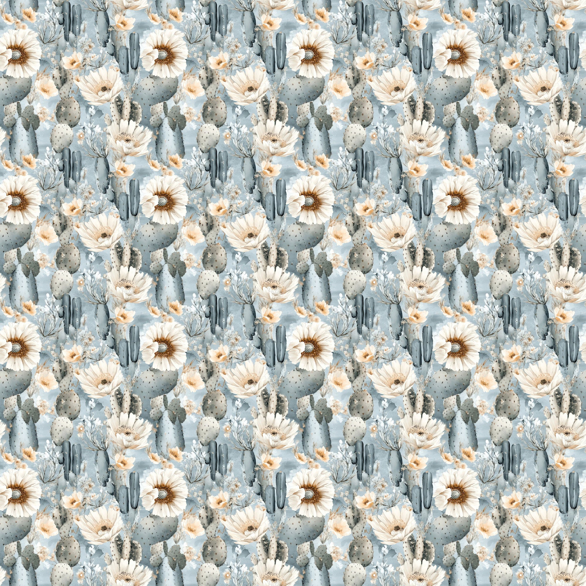 Dusty Blue Desert Collection Carefree Cactus 12 x 12 Double-Sided Scrapbook Paper by SSC Designs