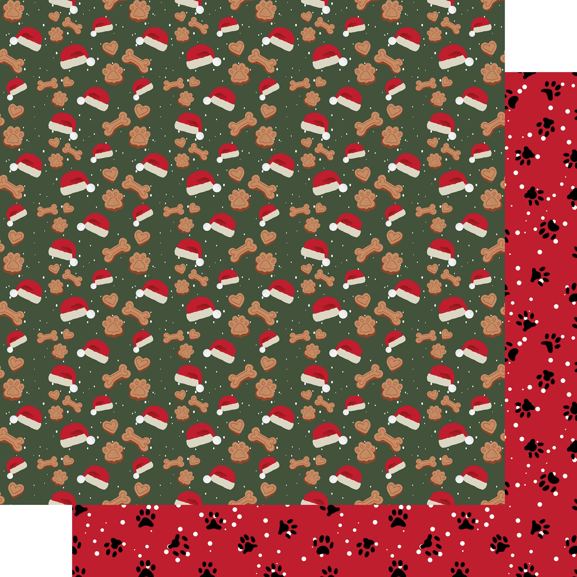 Merry Woofmas Collection Santa Bones 12 x 12 Double-Sided Scrapbook Paper by SSC Designs