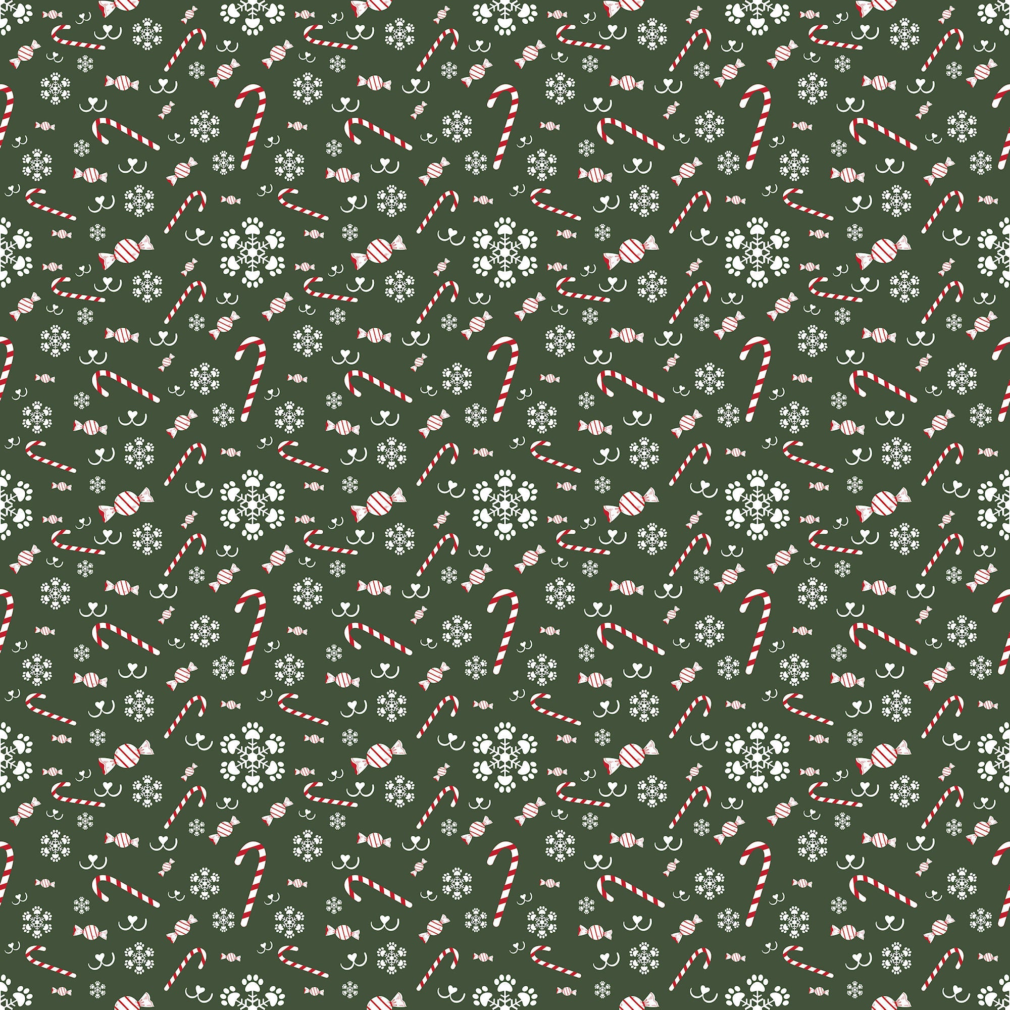 Merry Woofmas Collection Candy Cane Noses 12 x 12 Double-Sided Scrapbook Paper by SSC Designs