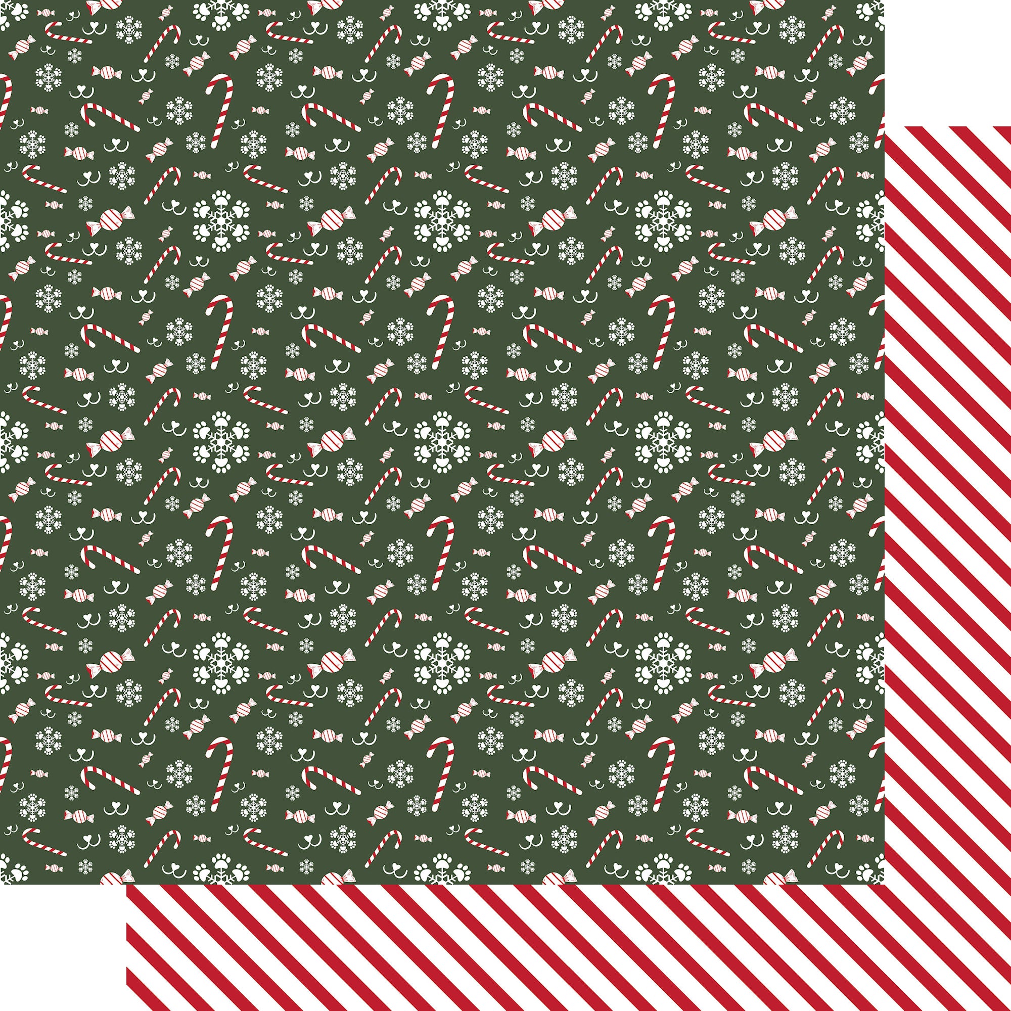 Merry Woofmas Collection Candy Cane Noses 12 x 12 Double-Sided Scrapbook Paper by SSC Designs