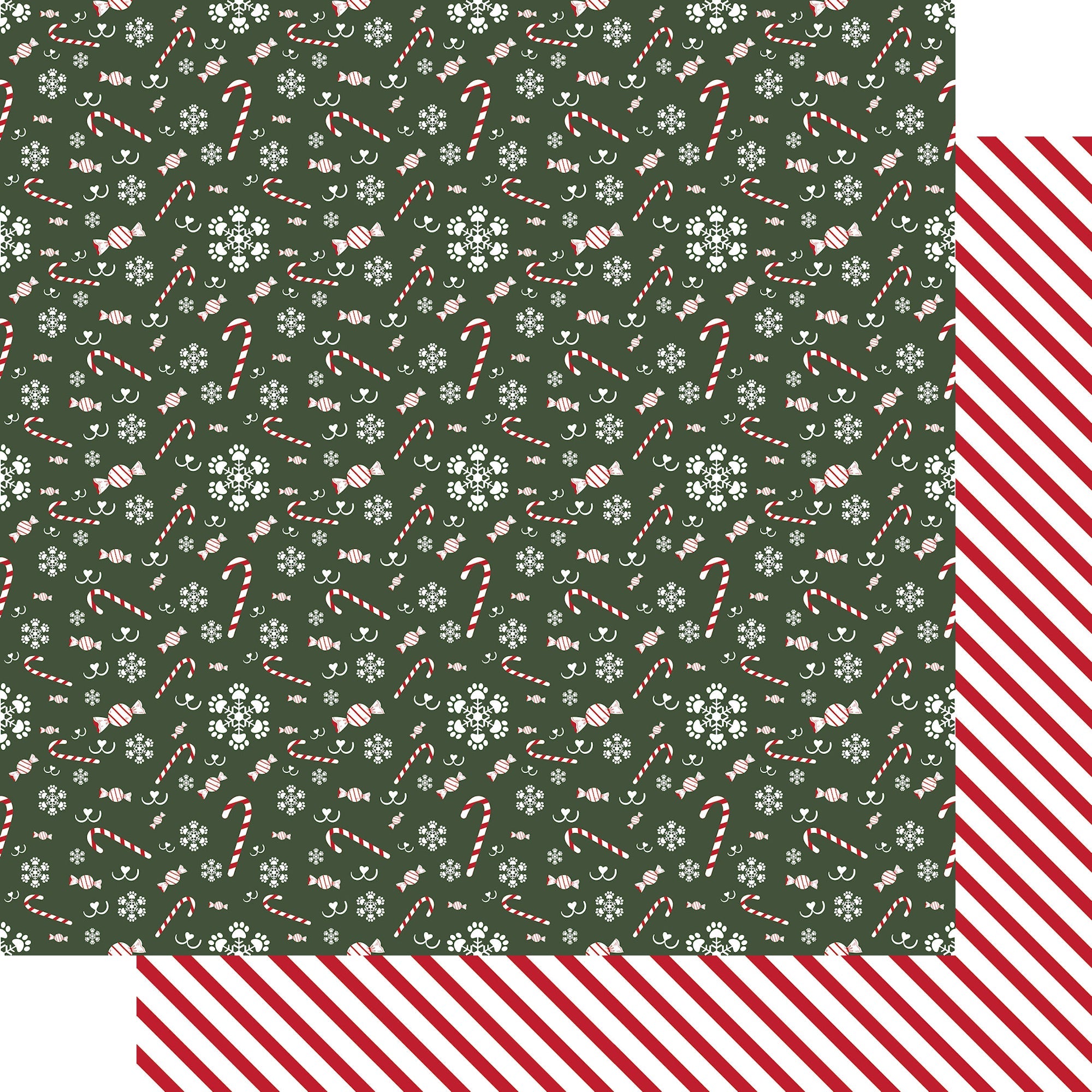 Merry Woofmas Collection Candy Cane Noses 12 x 12 Double-Sided Scrapbook Paper by SSC Designs