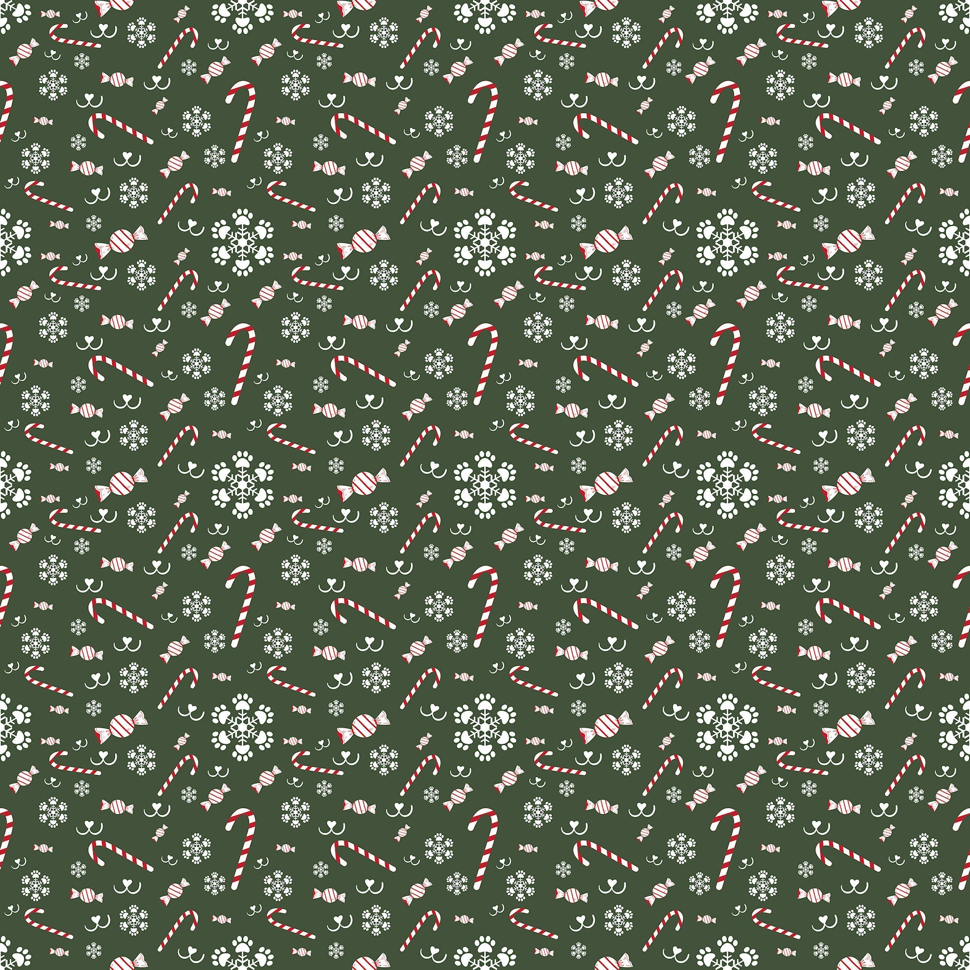 Merry Woofmas Collection Candy Cane Noses 12 x 12 Double-Sided Scrapbook Paper by SSC Designs