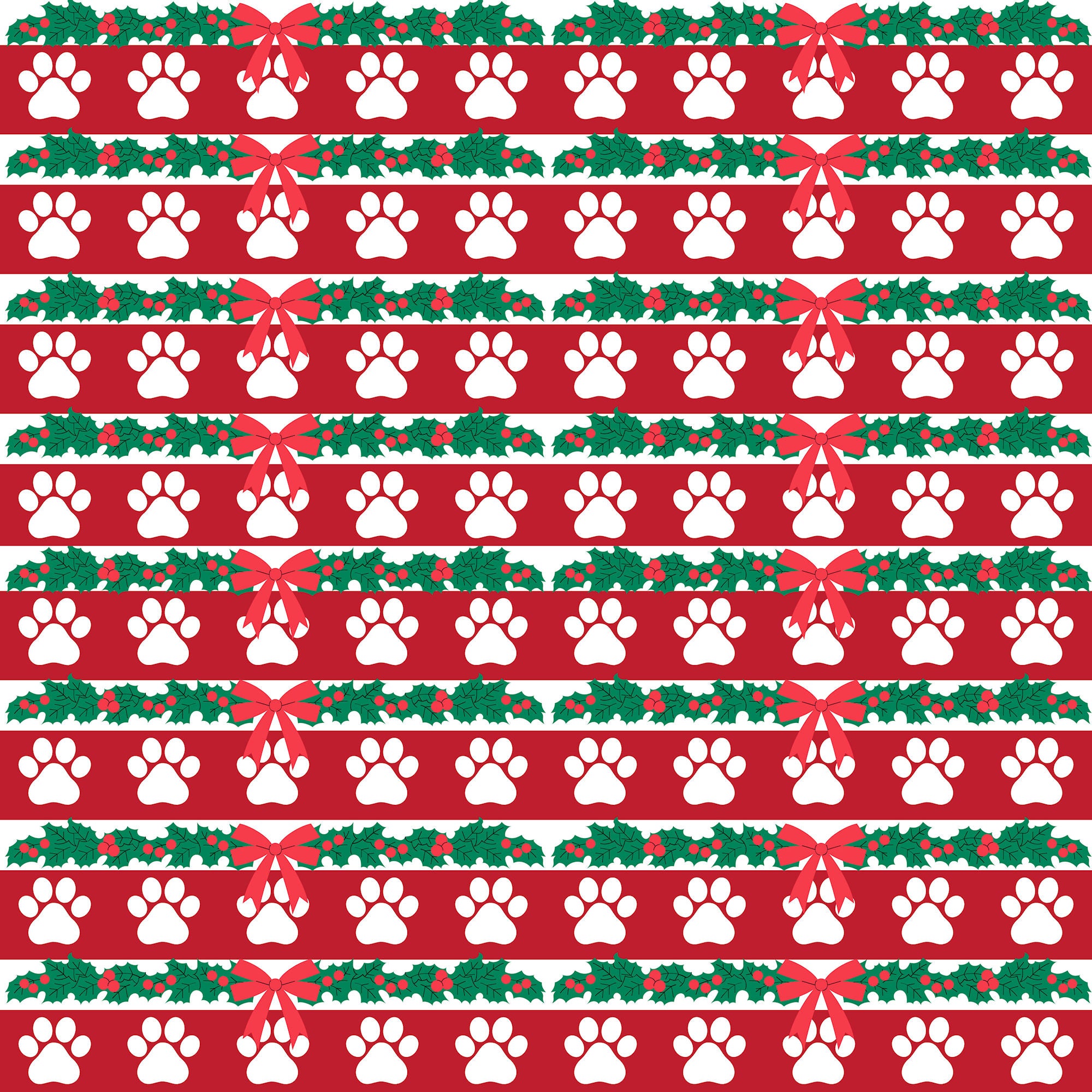 Merry Woofmas  Collection Merry Paws 12 x 12 Double-Sided Scrapbook Paper by SSC Designs