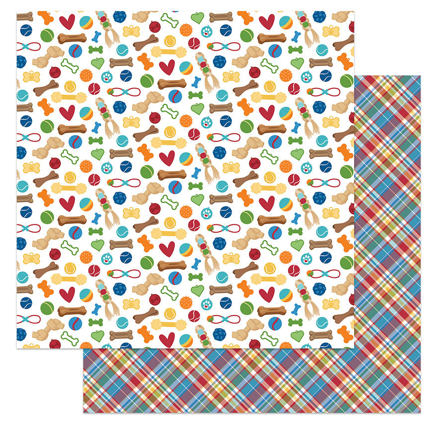 Dog Lover Collection Dog Toys 12 x 12 Double-Sided Scrapbook Paper by Photo Play Paper