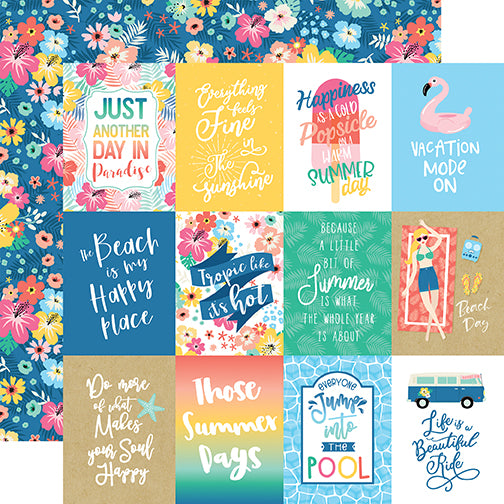 Dive into Summer 3x4 Journaling Cards 12x12 Double-Sided Scrapbook Paper by Echo Park Paper