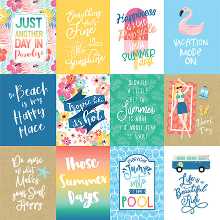 Dive into Summer 3x4 Journaling Cards 12x12 Double-Sided Scrapbook Paper by Echo Park Paper