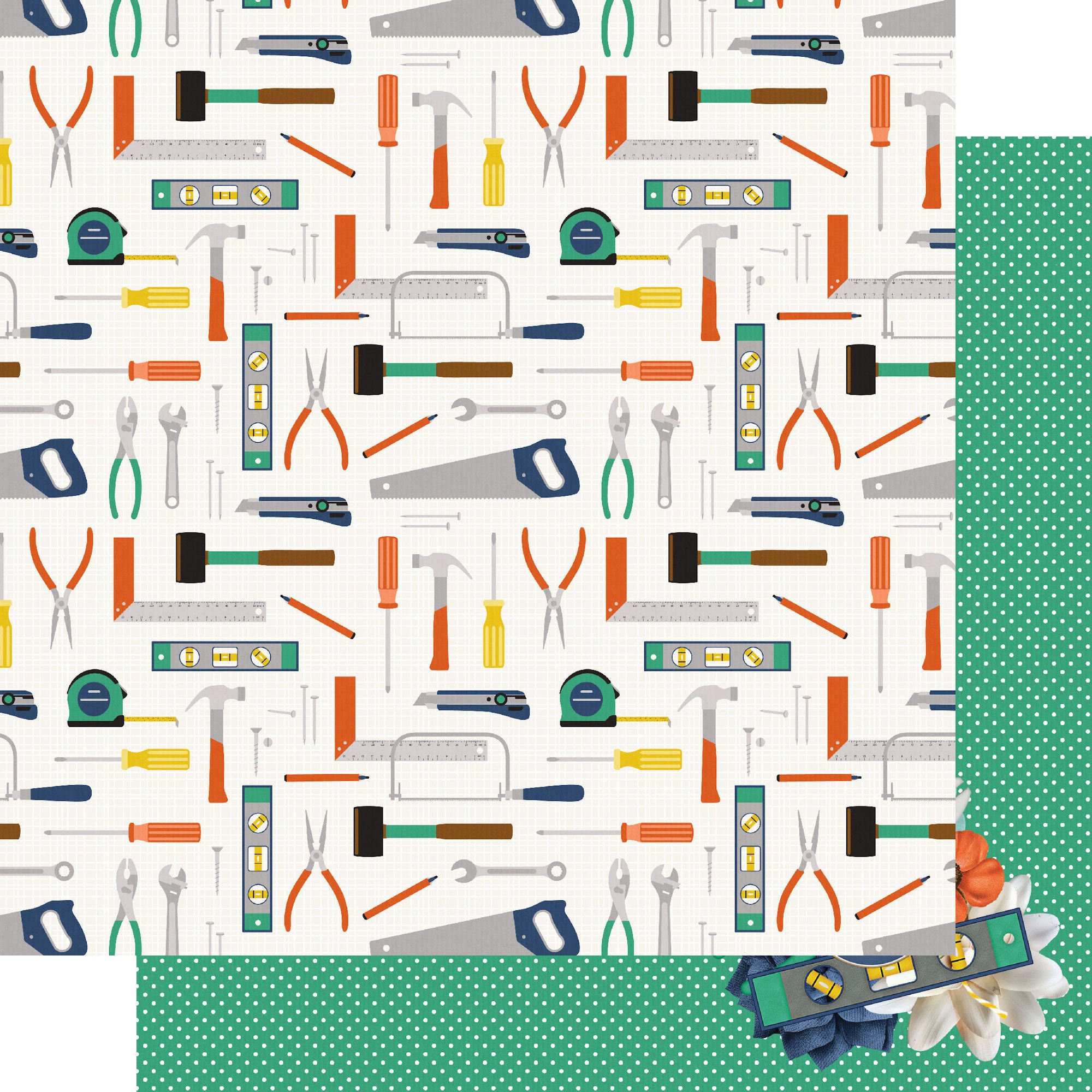 Home Improvement Collection Toolbox Trends 12 x 12 Double-Sided Scrapbook Paper by SSC Designs