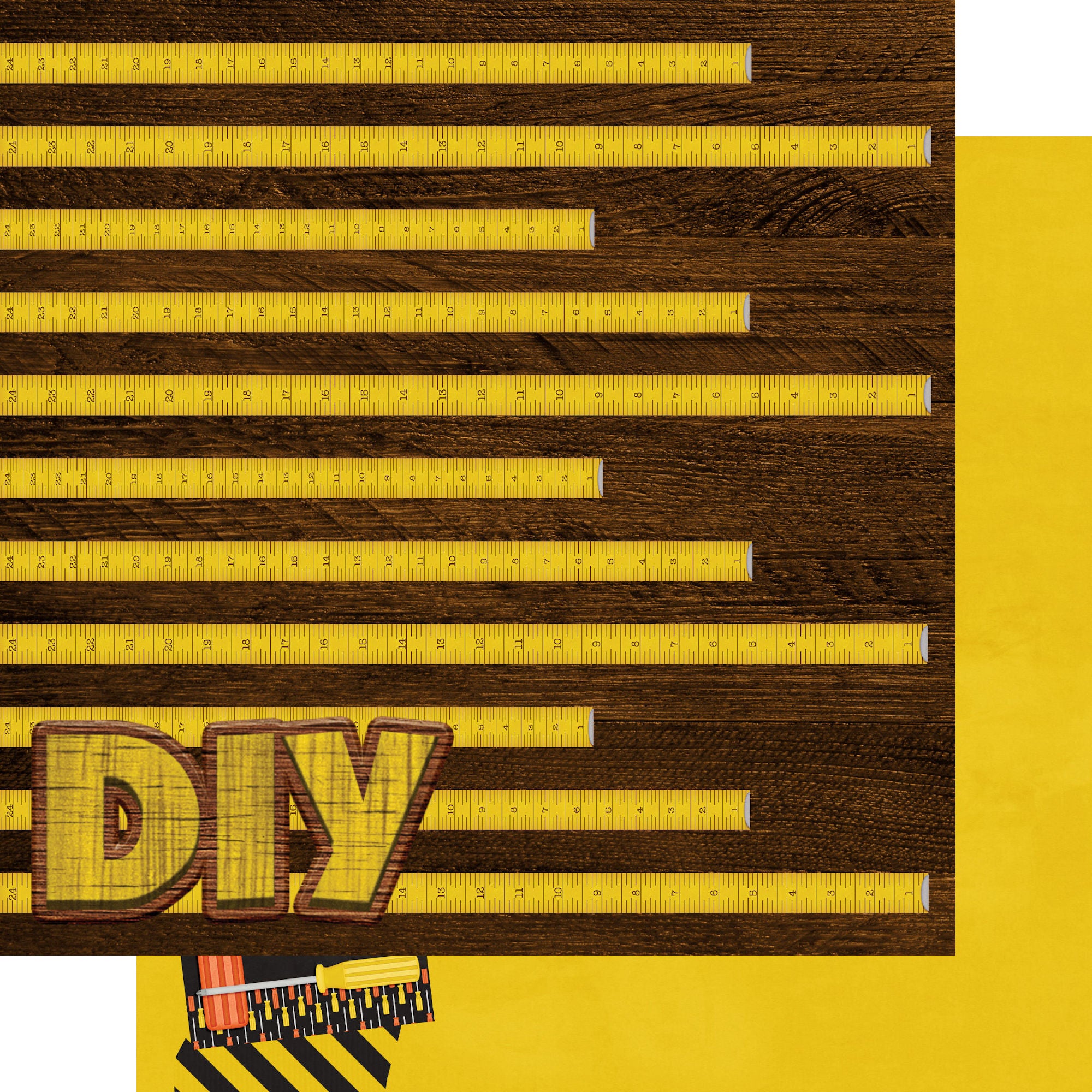 Home Improvement Collection Measure Twice 12 x 12 Double-Sided Scrapbook Paper by SSC Designs