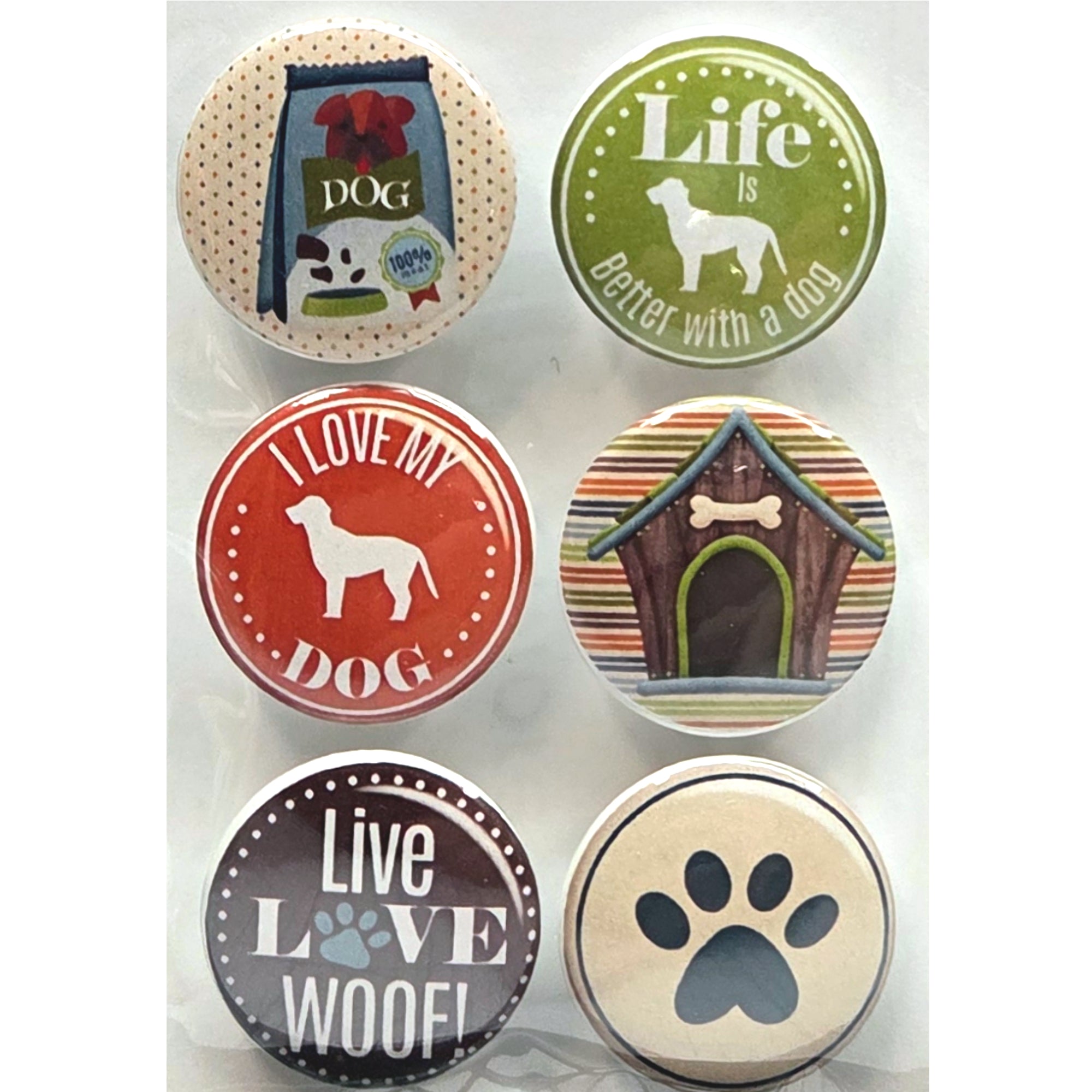 Dog Lover Collection Button Bubbles 1" Self-Adhesive Scrapbook Embellishments by MH Flair & More