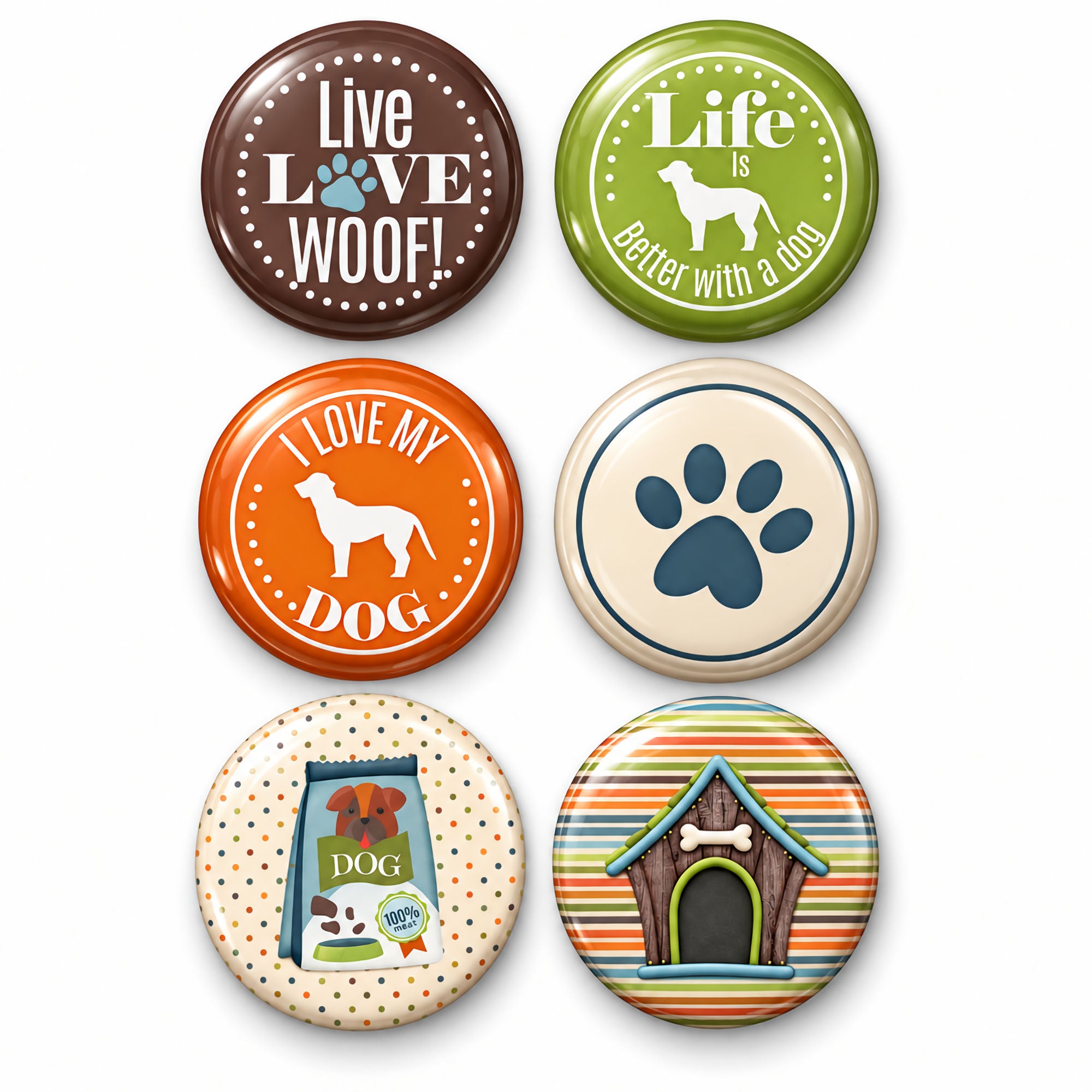 Dog Lover Collection Button Bubbles 1" Self-Adhesive Scrapbook Embellishments by MH Flair & More