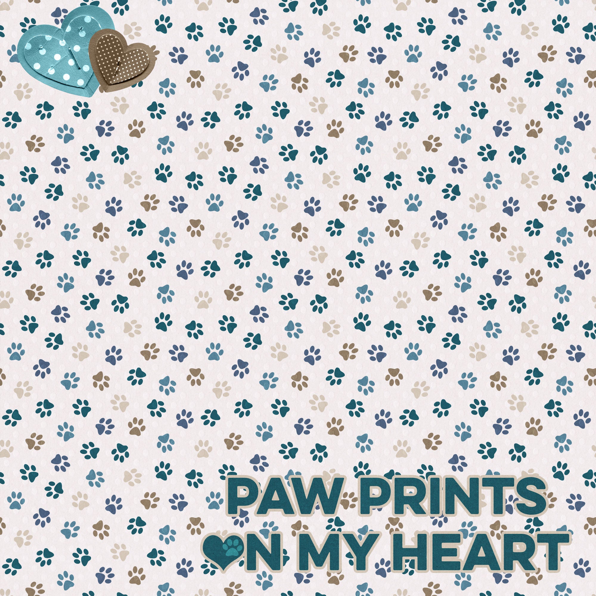 Dog Mom Collection Pawprints On My Heart 12 x 12 Double-Sided Scrapbook Paper by SSC Designs