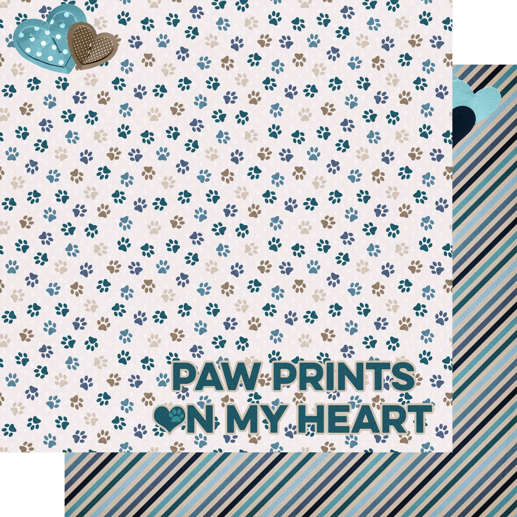 Dog Mom Collection Pawprints On My Heart 12 x 12 Double-Sided Scrapbook Paper by SSC Designs