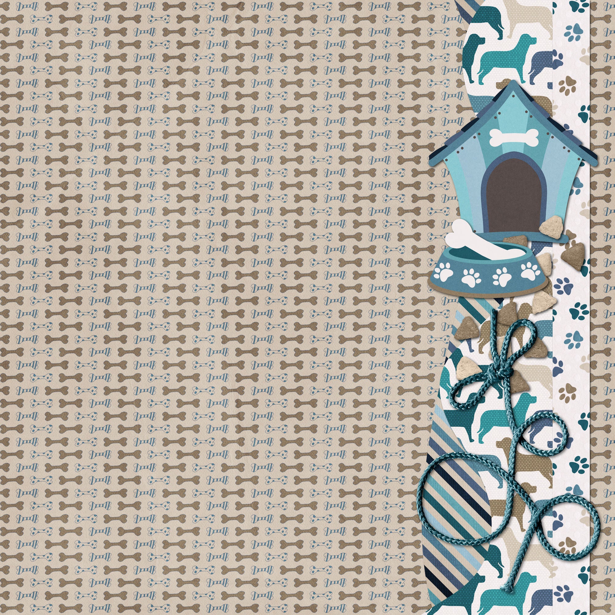 Dog Mom Collection Dog Bark Border 12 x 12 Double-Sided Scrapbook Paper by SSC Designs
