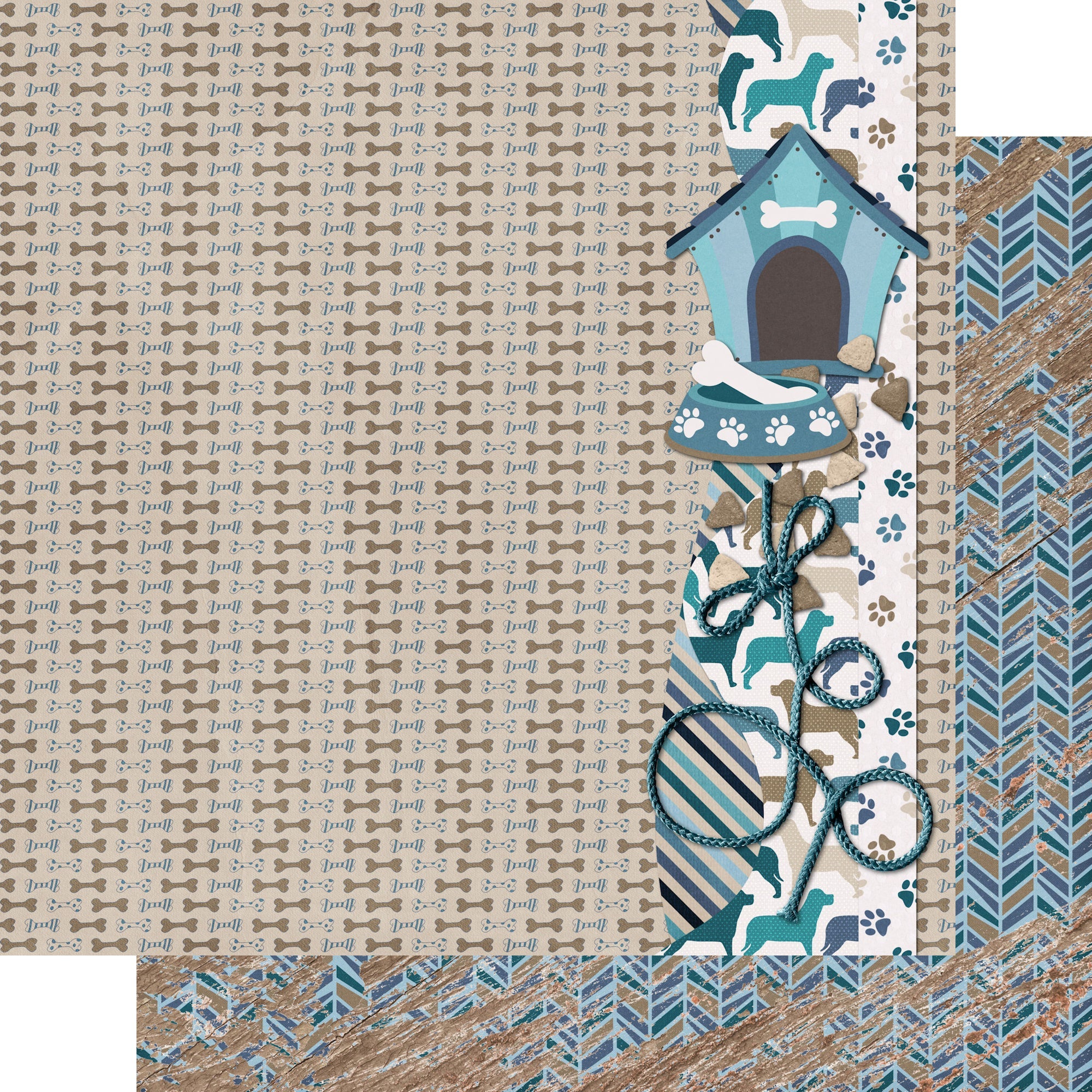 Dog Mom Collection Dog Bark Border 12 x 12 Double-Sided Scrapbook Paper by SSC Designs