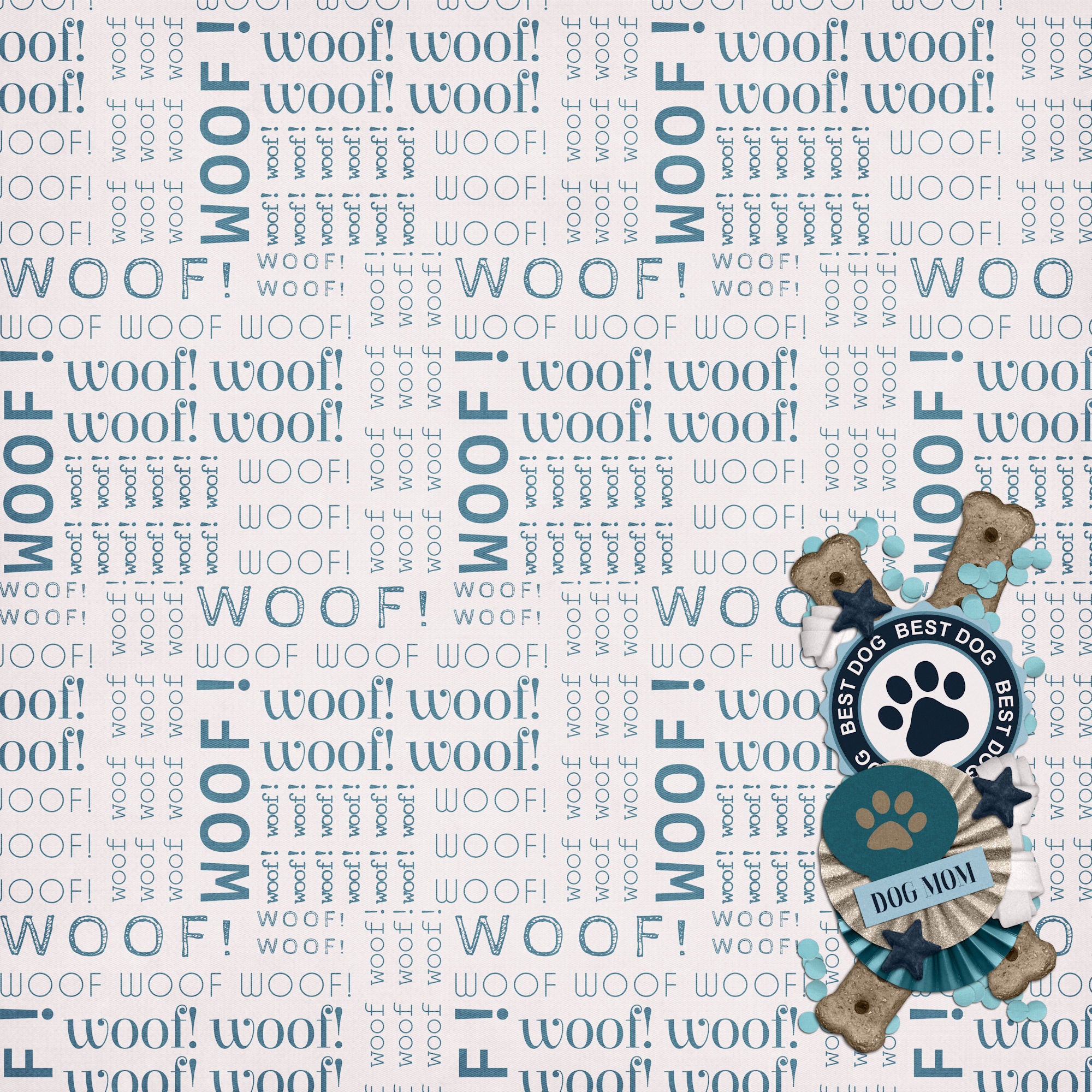 Dog Mom Collection Dog Mom Collage 12 x 12 Double-Sided Scrapbook Paper by SSC Designs