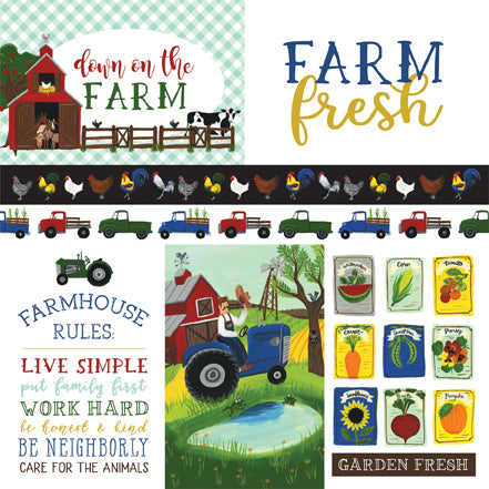 Down On The Farm Collection Journaling Cards 12 x 12 Double-Sided Scrapbook Paper by Echo Park Paper