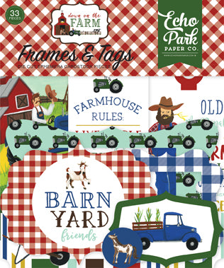 Down On The Farm Collection 5 x 5 Frames & Tags Scrapbook Embellishments by Echo Park Paper