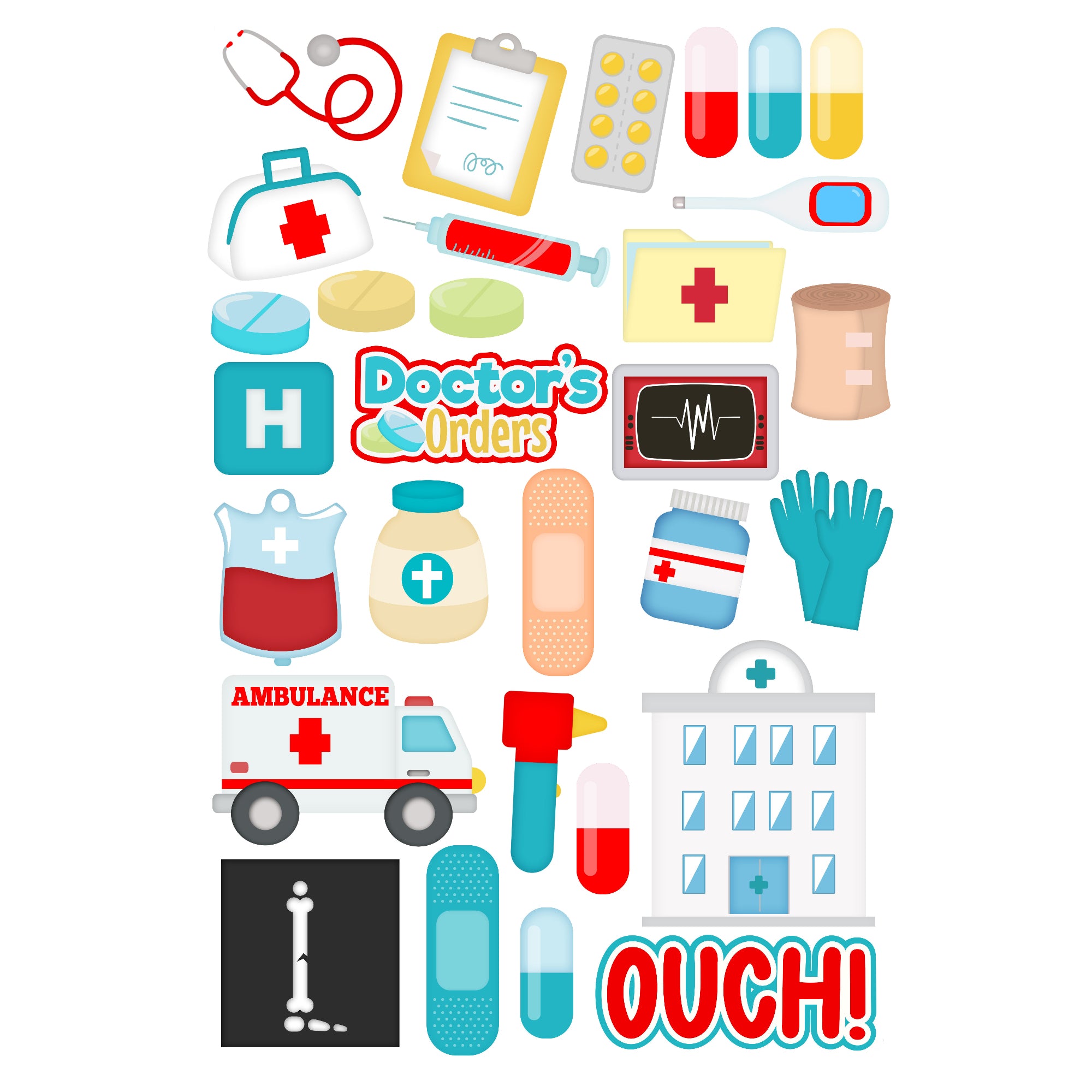 Doctor's Orders Collection Laser Cut Ephemera Embellishments by SSC Designs