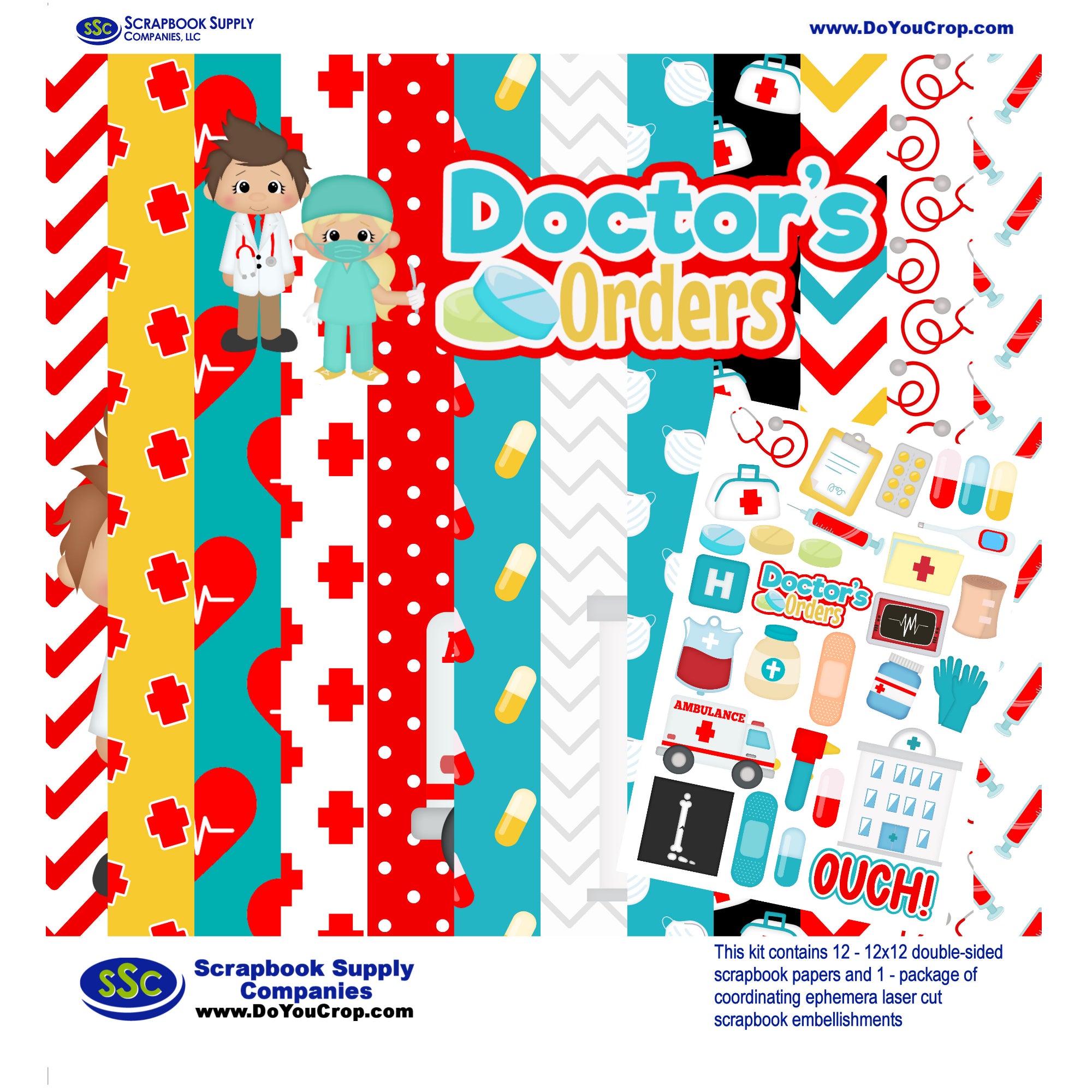 Doctor's Orders 12 x 12 Scrapbook Paper & Embellishment Kit by SSC Designs