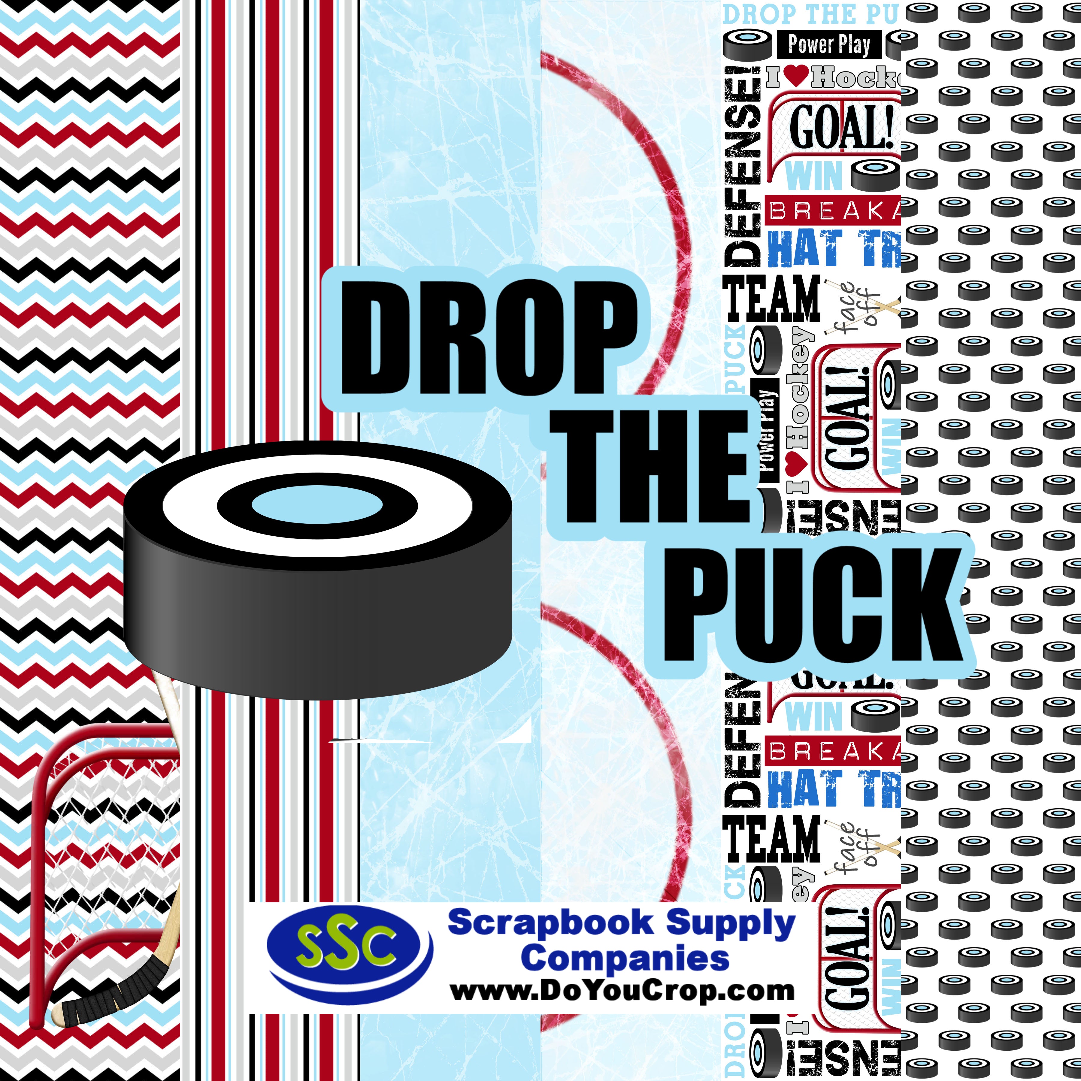 Drop The Puck 12 x 12 Scrapbook Paper & Embellishment Kit by SSC Designs