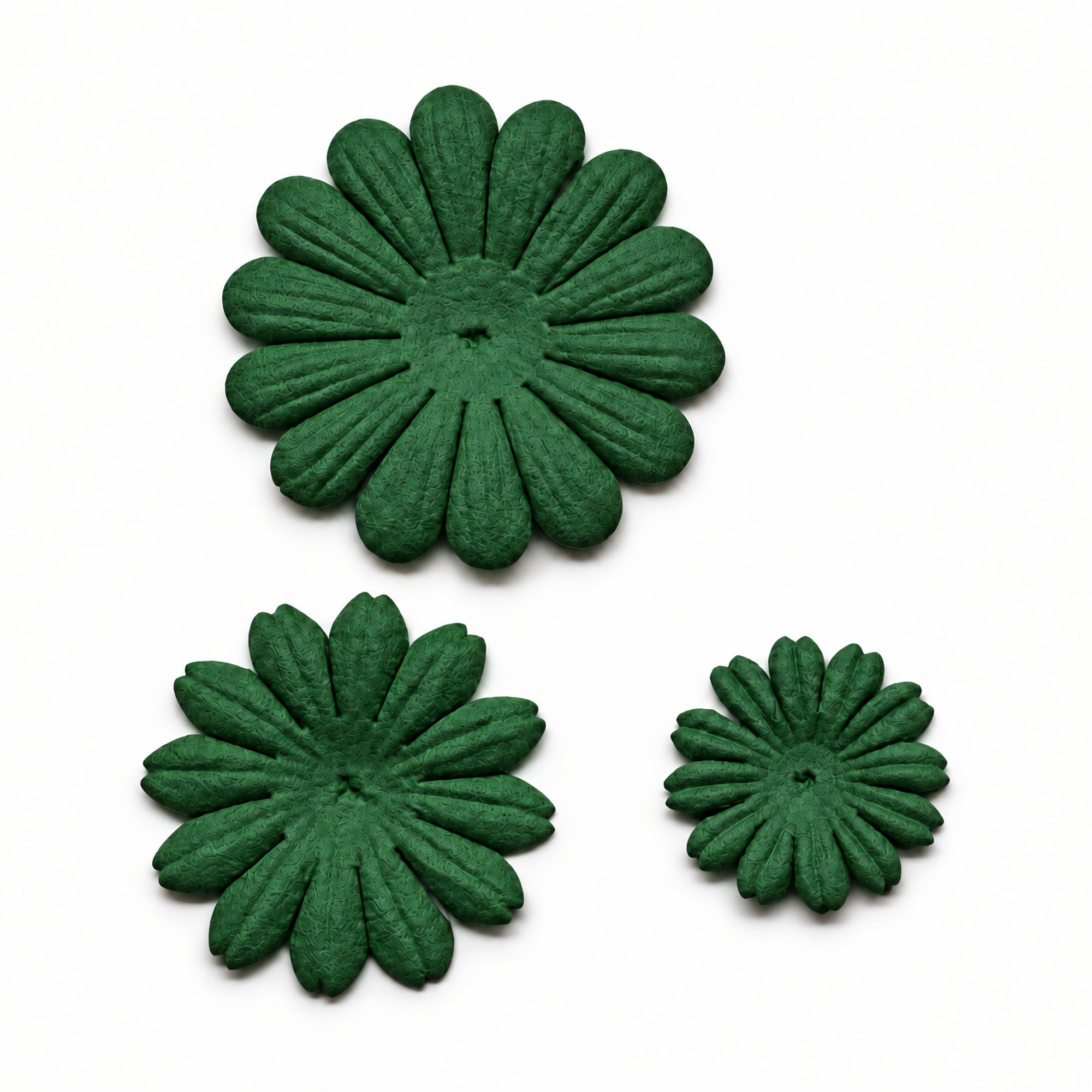 Petal Party Collection Evergreen 1", 1.5", 1.75" Daisy Flowers - Pkg. of 30