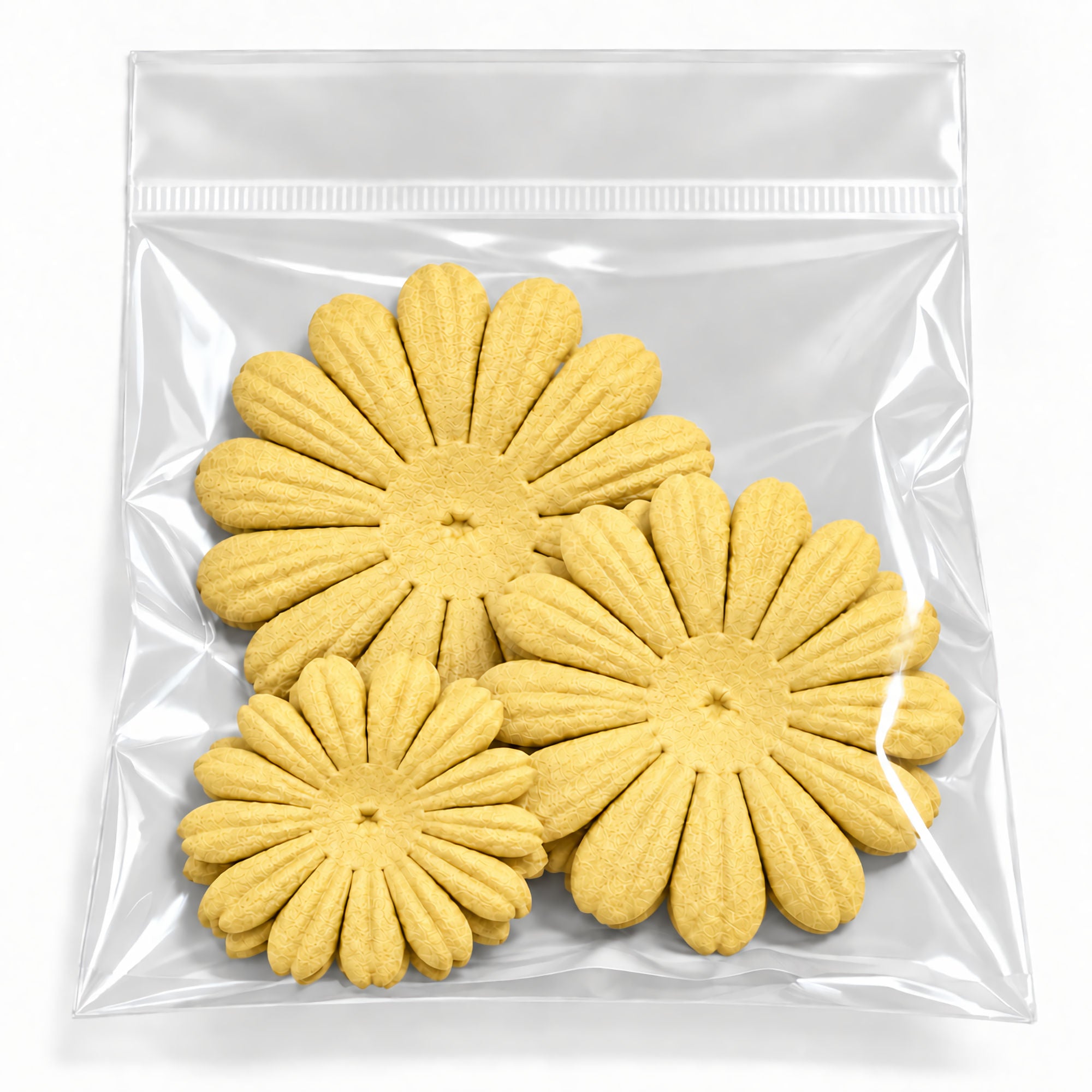 Petal Party Collection Pale Yellow 1", 1.5", 1.75" Daisy Flowers - Pkg. of 30