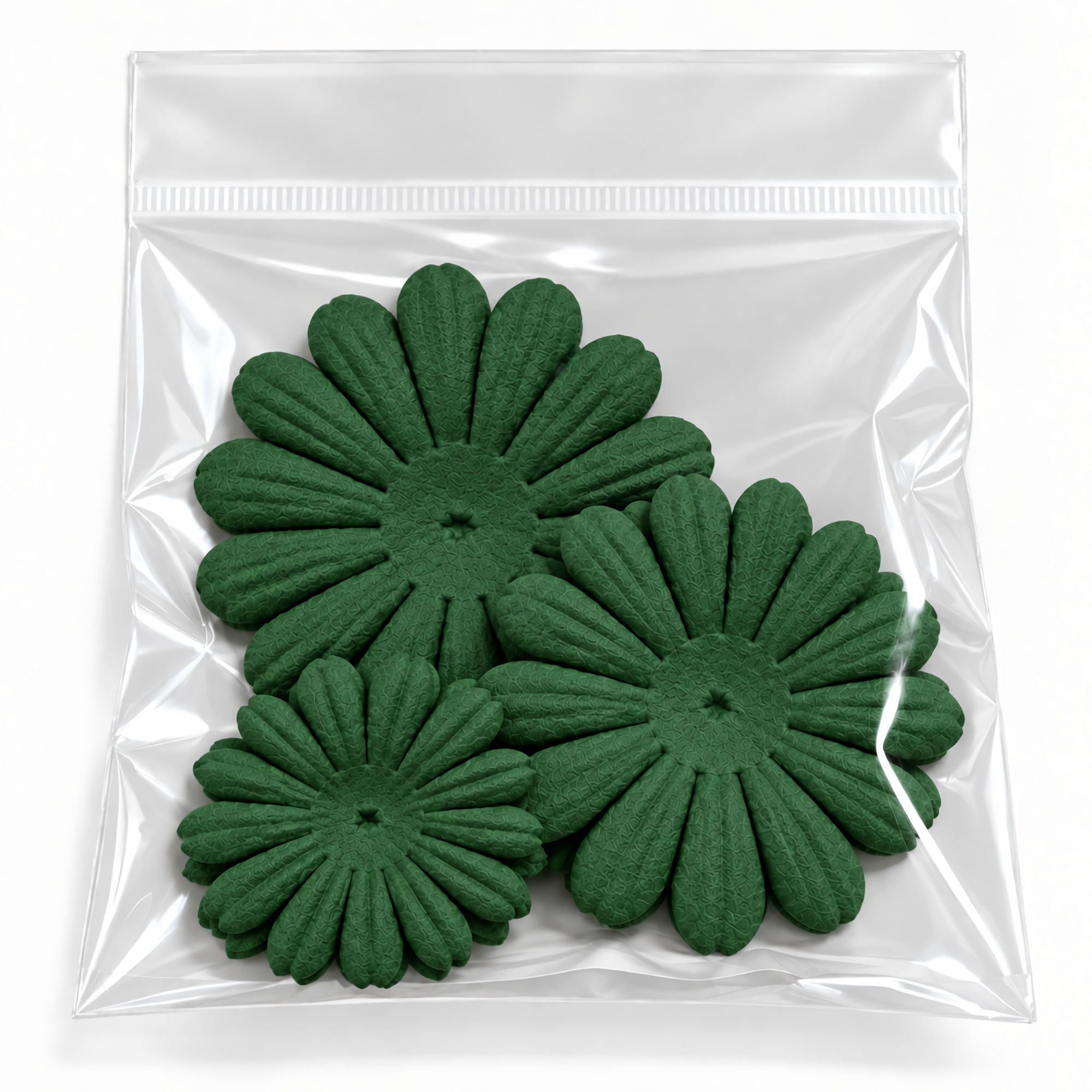 Petal Party Collection Evergreen 1", 1.5", 1.75" Daisy Flowers - Pkg. of 30