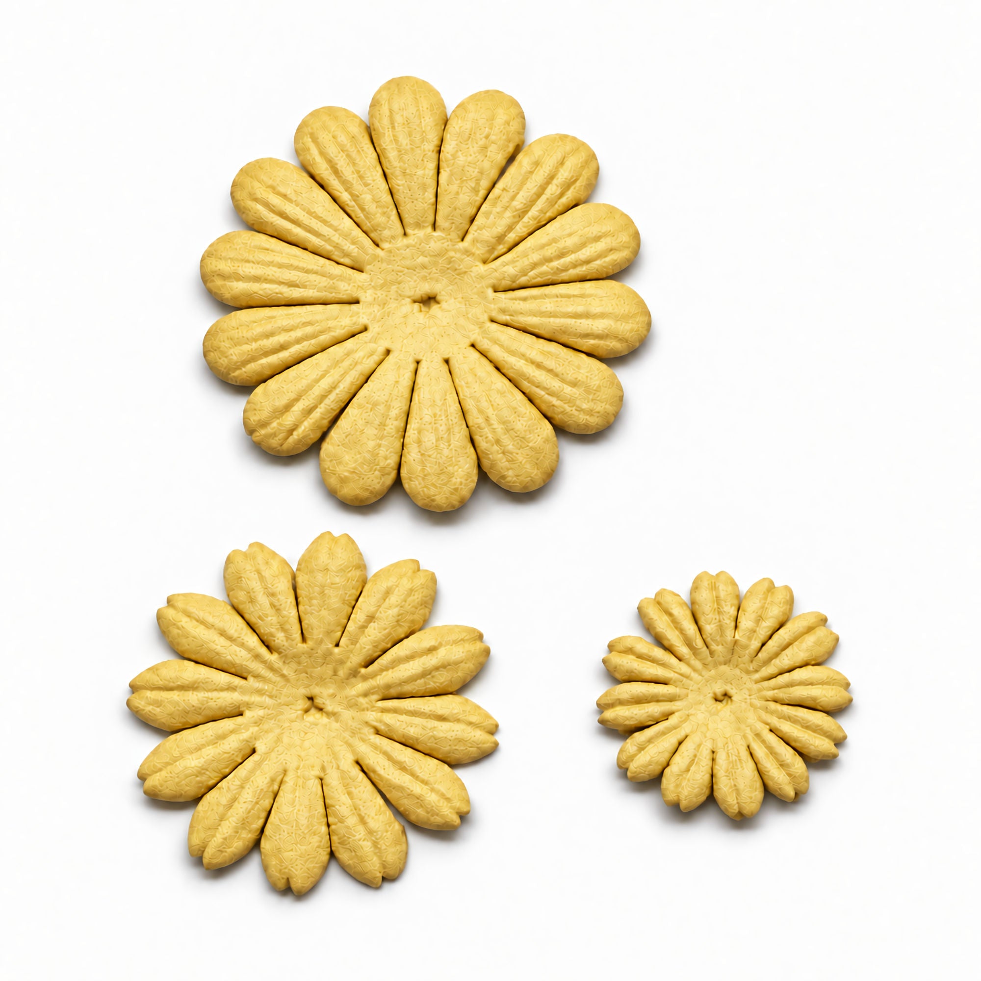 Petal Party Collection Pale Yellow 1", 1.5", 1.75" Daisy Flowers - Pkg. of 30