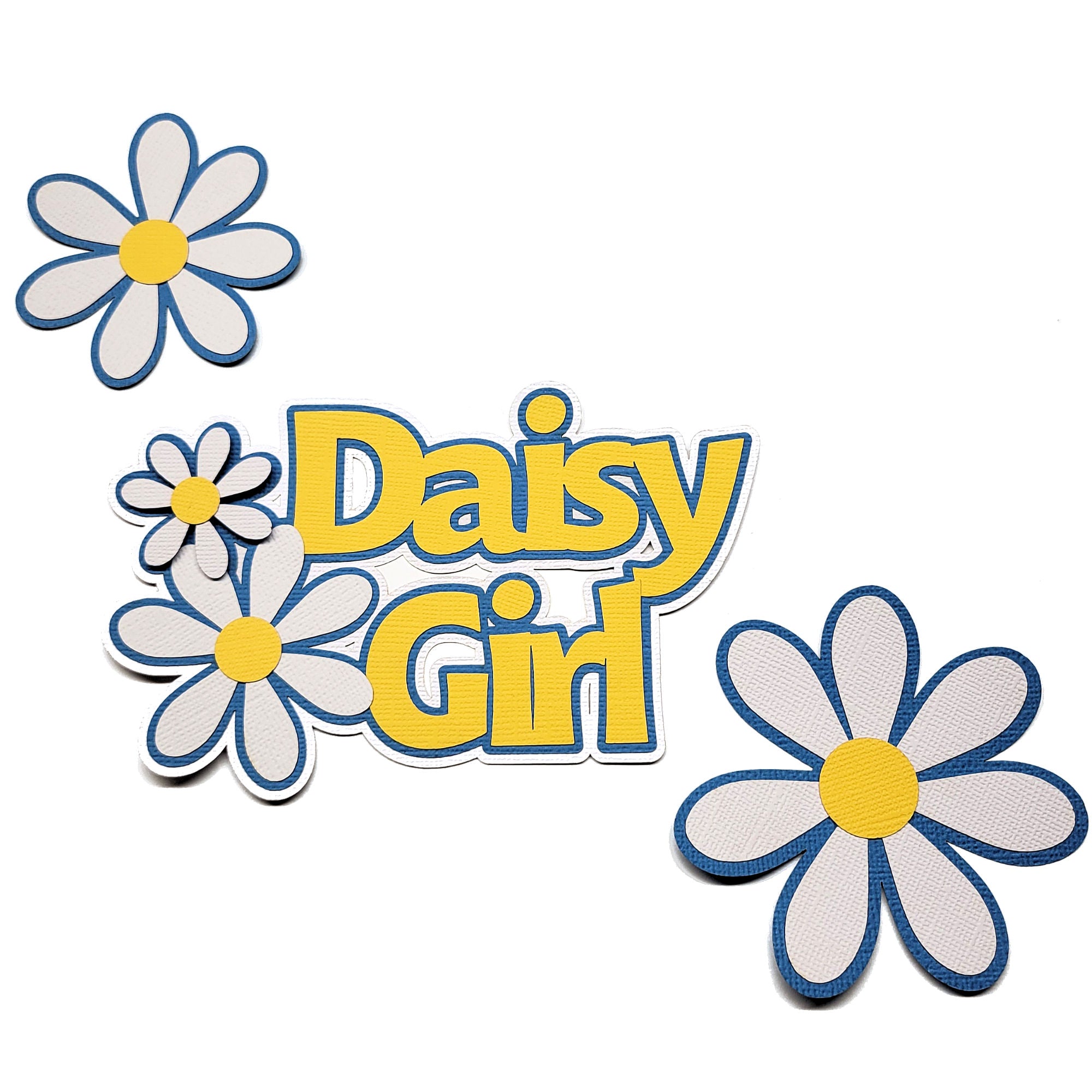 Daisy Girl Title 5.5 x 3.5 & Flowers Fully-Assembled Scrapbook Die Cut Embellishment Set by SSC Designs