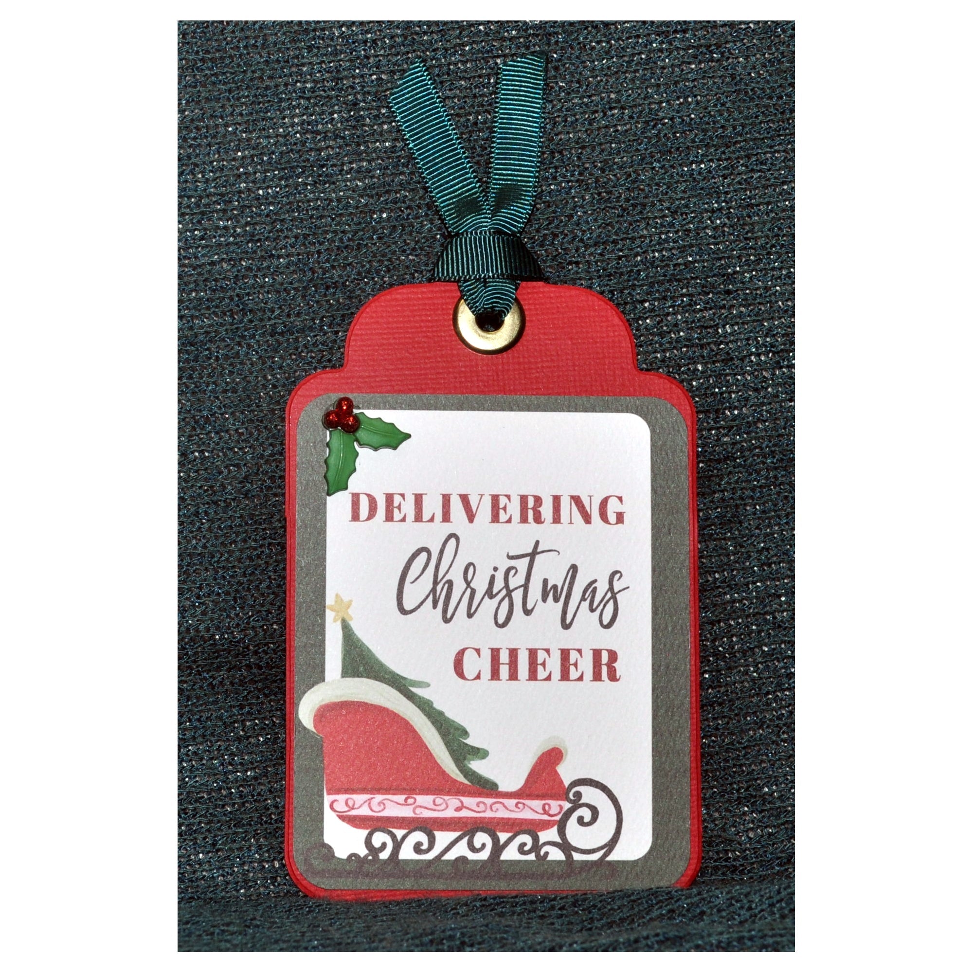 Christmas Collection Delivering Christmas Cheer 3.5 x 5 Scrapbook Tag Embellishment by SSC Designs