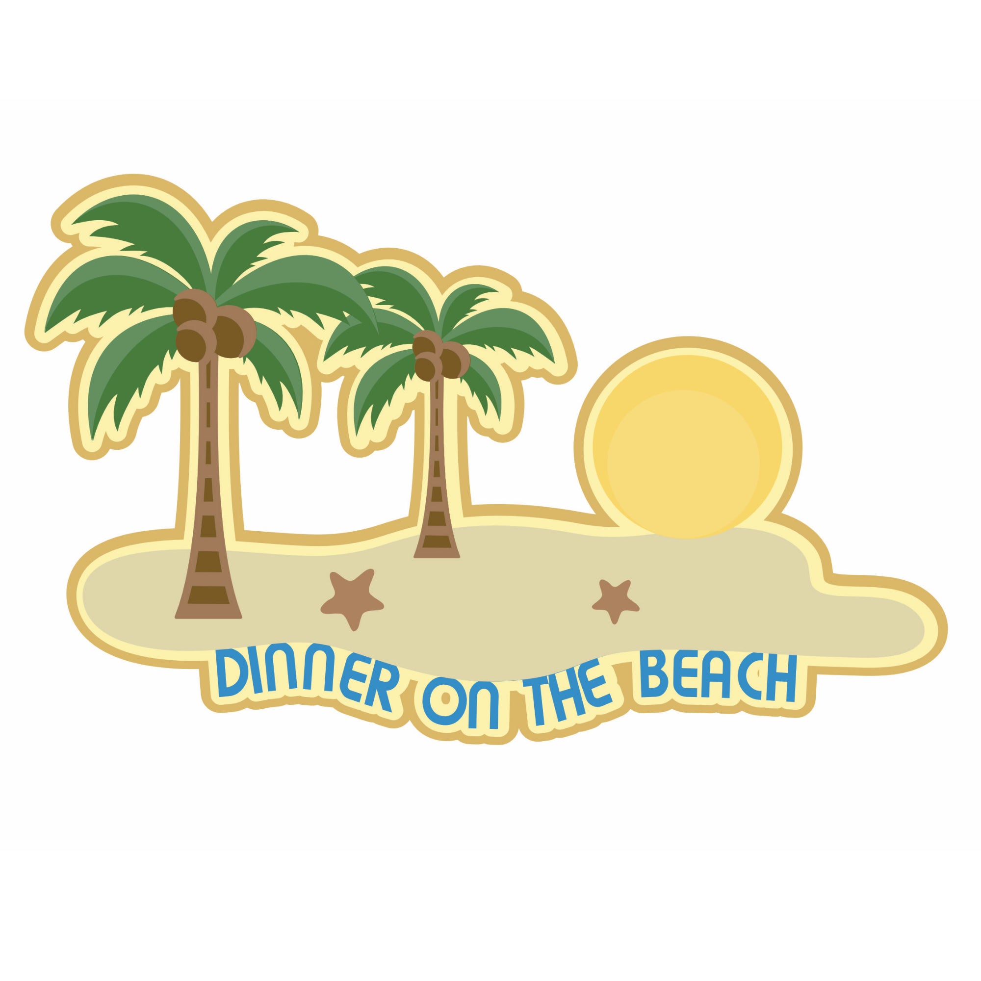 Dinner On The Beach 4.5 x 7 Laser Cut Scrapbook Embellishment by SSC Laser Designs