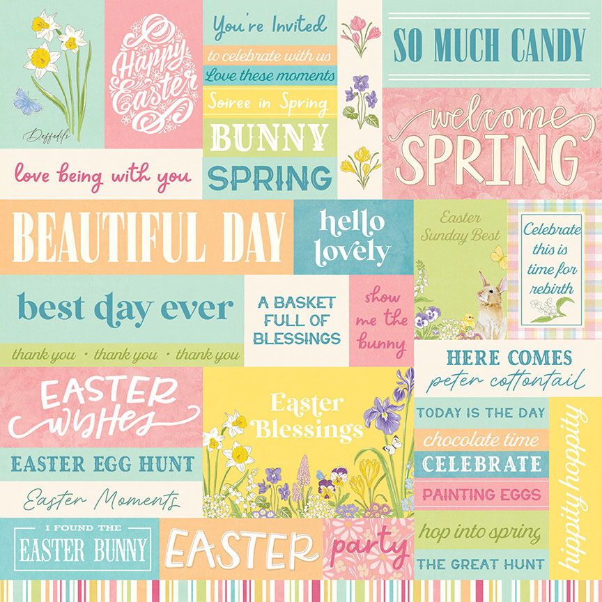 Easter Sunday Collection Easter Sentiments 12 x 12 Double-Sided Scrapbook Paper by Photo Play Paper