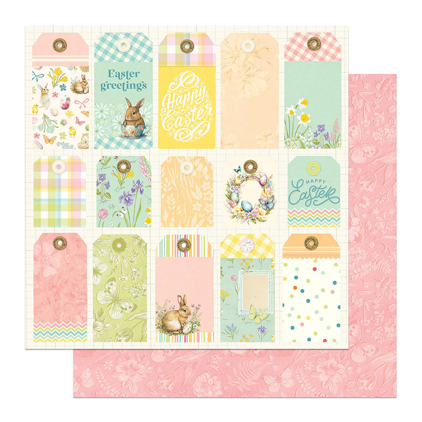 Easter Sunday Collection Bunny Tags 12 x 12 Double-Sided Scrapbook Paper by Photo Play Paper