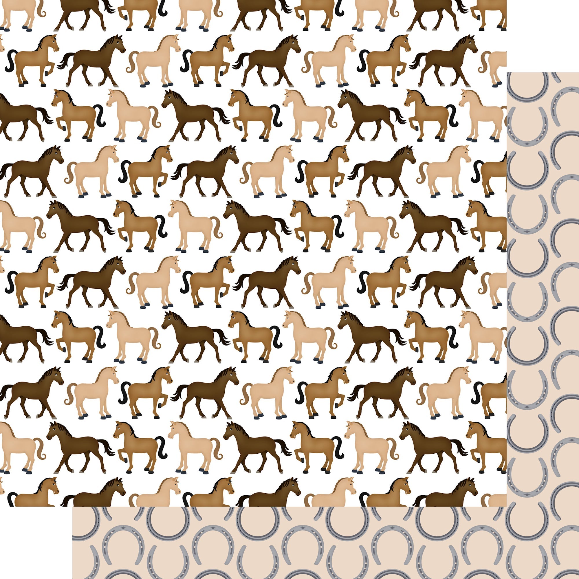 Equestrian Collection Horses & Horseshoes 12 x 12 Double-Sided Scrapbook Paper by SSC Designs