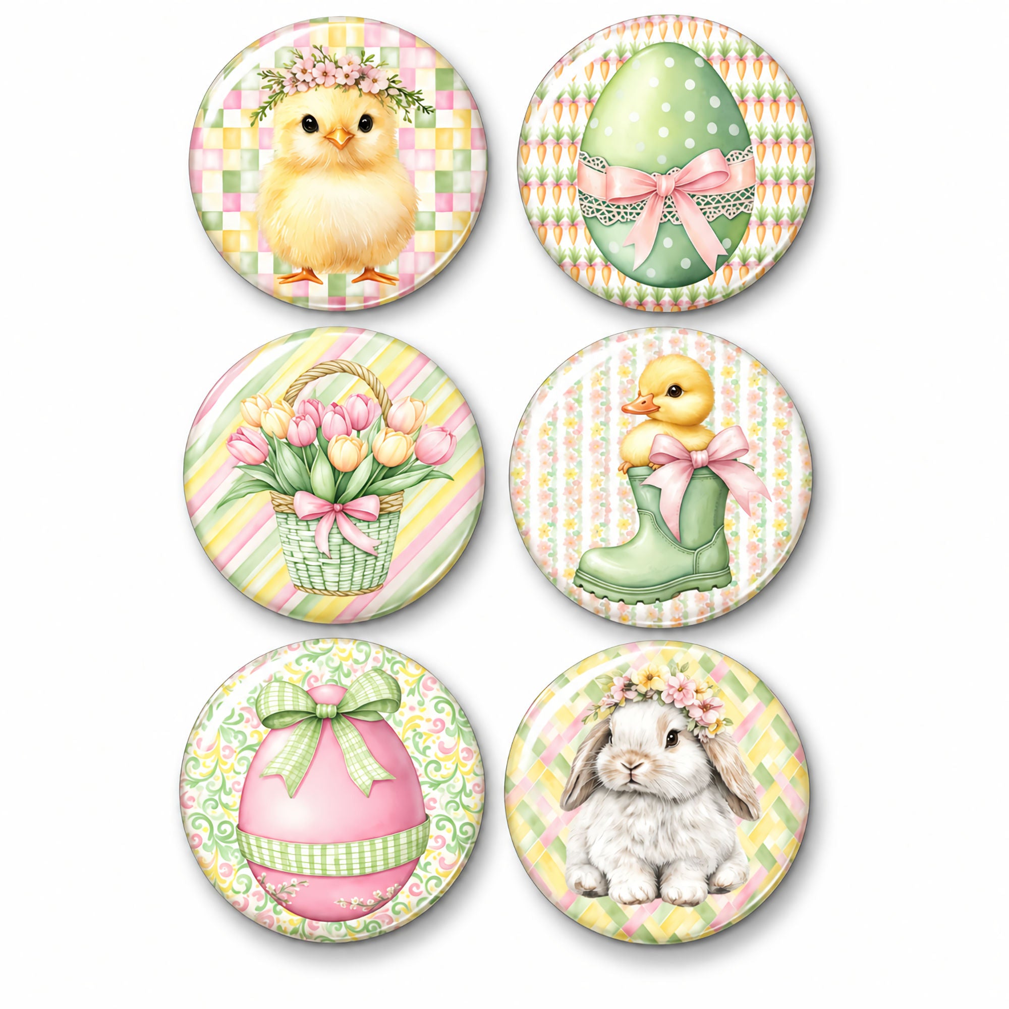 Easter Garden Collection Button Bubbles 1" Self-Adhesive Scrapbook Embellishments by MH Flair & More