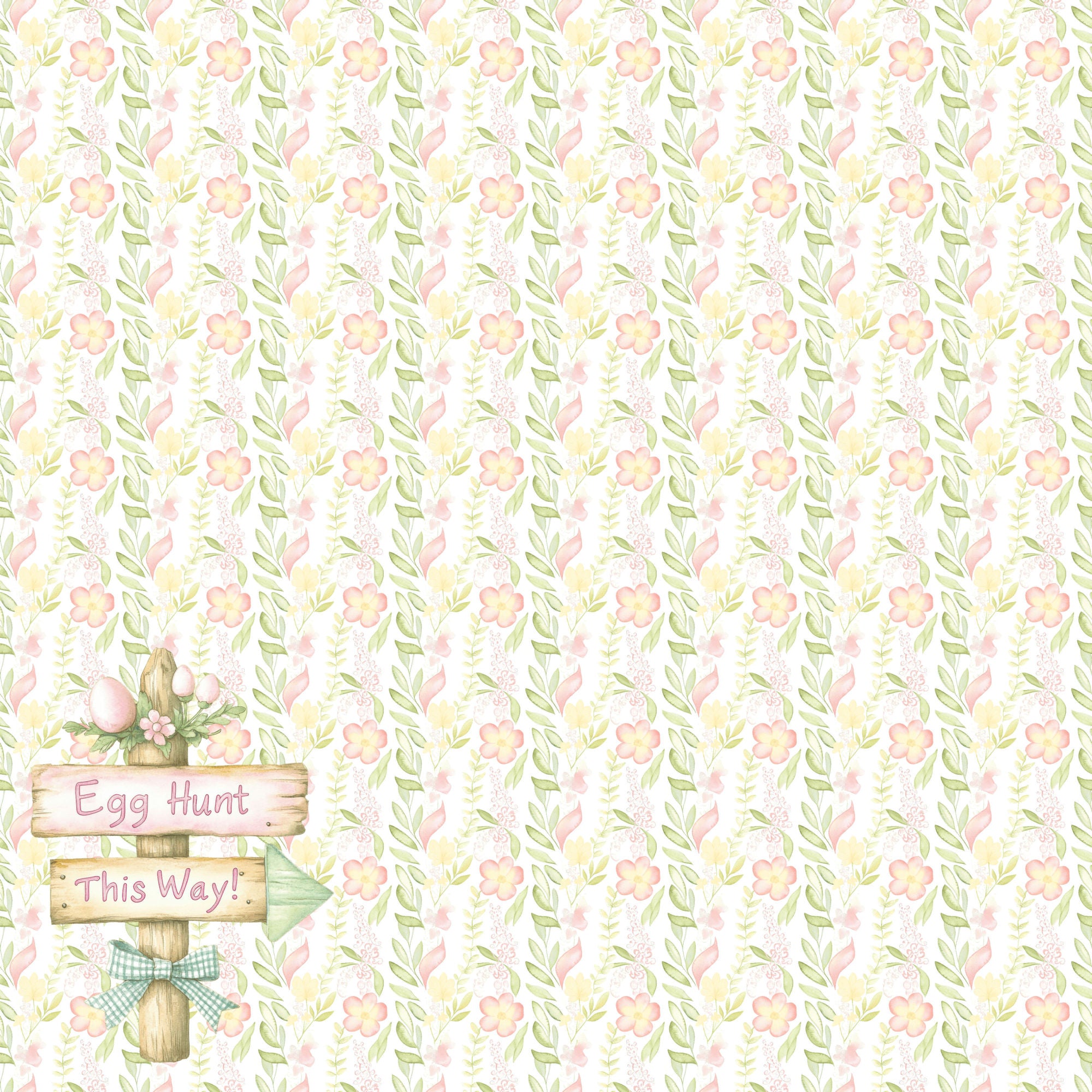 Easter Garden Collection Egg Hunt Hideaway 12 x 12 Double-Sided Scrapbook Paper by SSC Designs