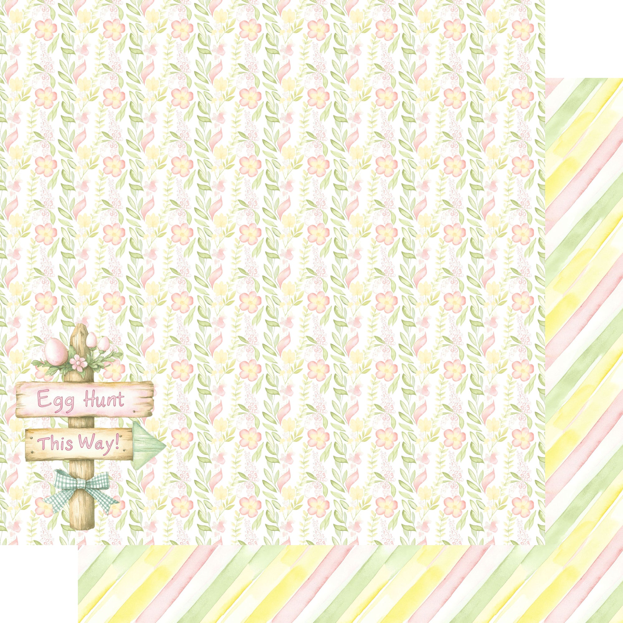 Easter Garden Collection Egg Hunt Hideaway 12 x 12 Double-Sided Scrapbook Paper by SSC Designs