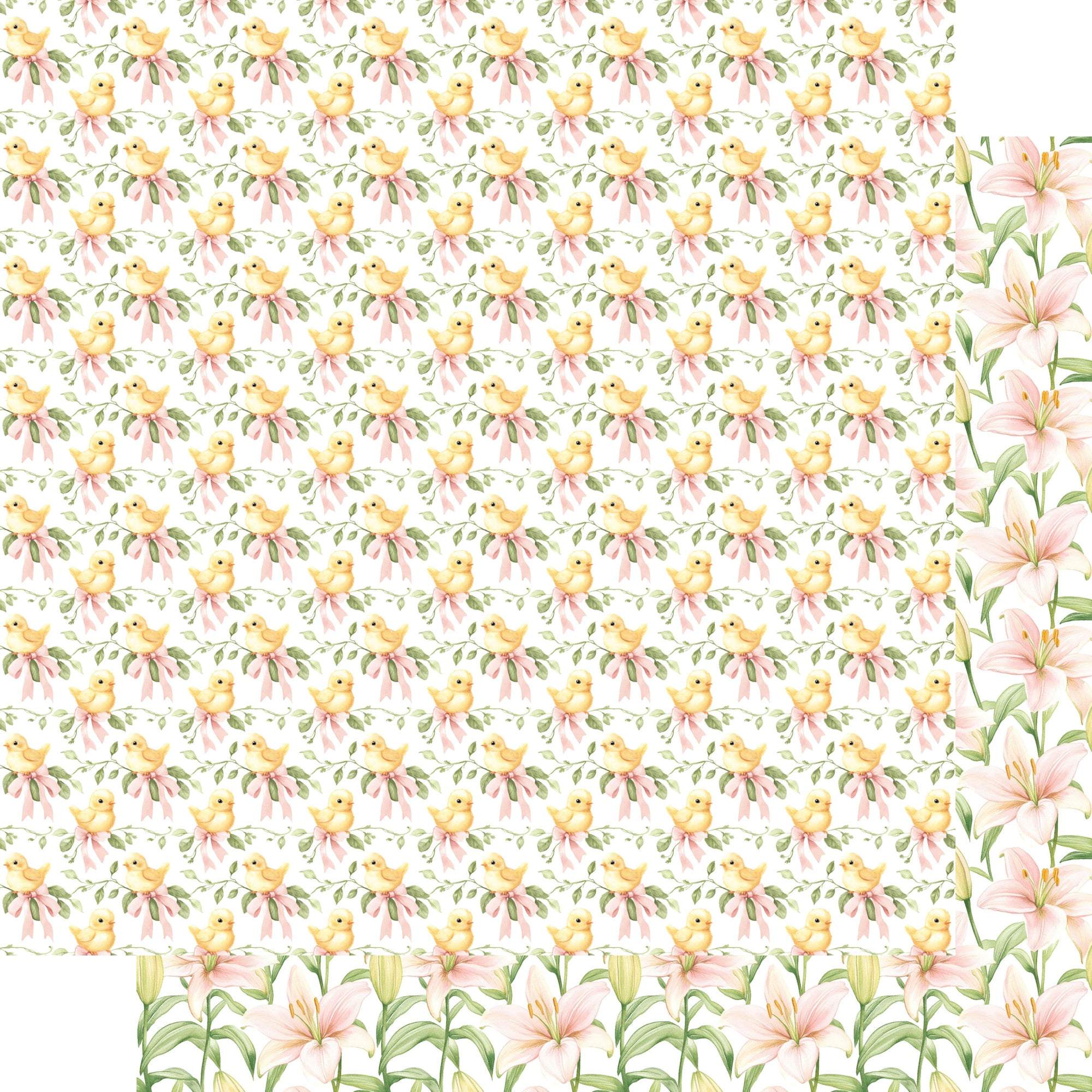 Easter Garden Collection Sweet Peep Scenery 12 x 12 Double-Sided Scrapbook Paper by SSC Designs