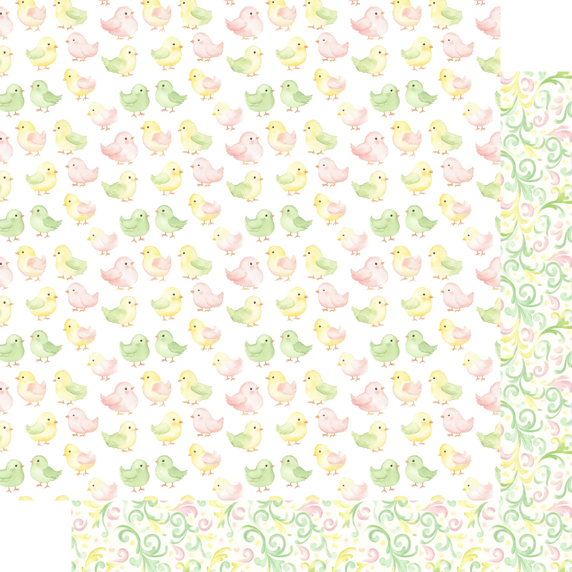 Easter Garden Collection Peeps & Posies 12 x 12 Double-Sided Scrapbook Paper by SSC Designs