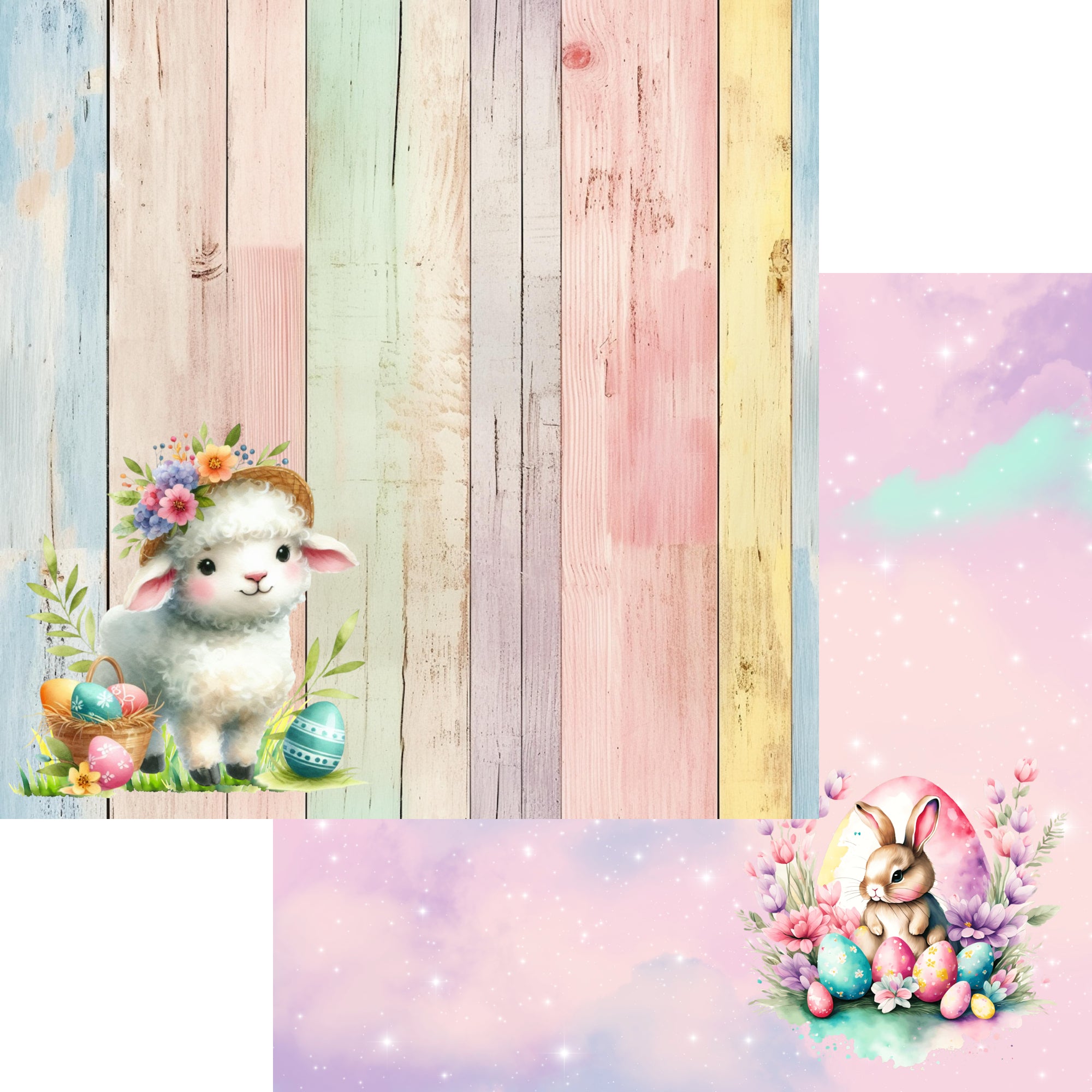 Easter Collection My Little Lamb 12 x 12 Double-Sided Scrapbook Paper by SSC Designs