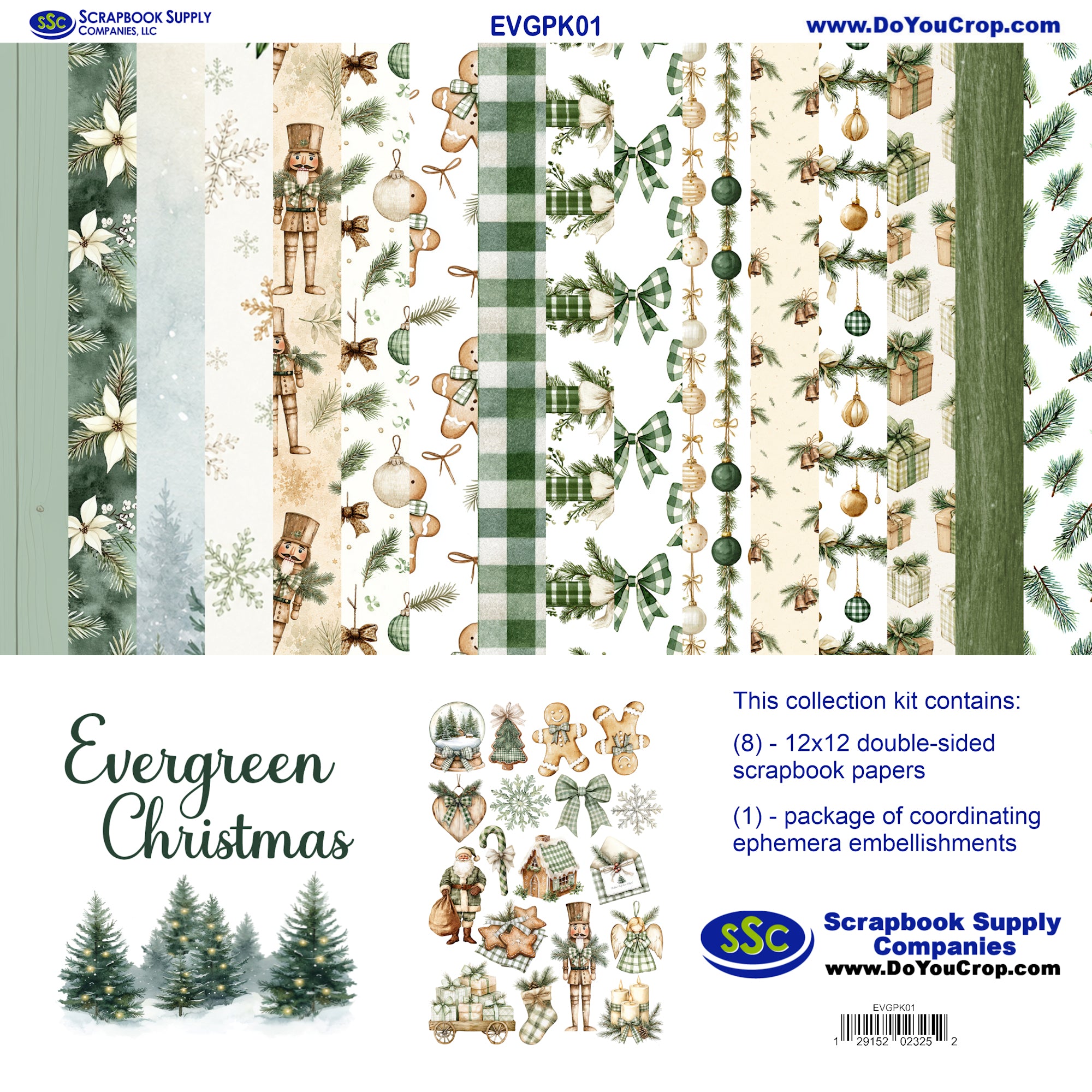 Evergreen Christmas 12 x 12 Scrapbook Paper & Embellishment Kit by SSC Designs