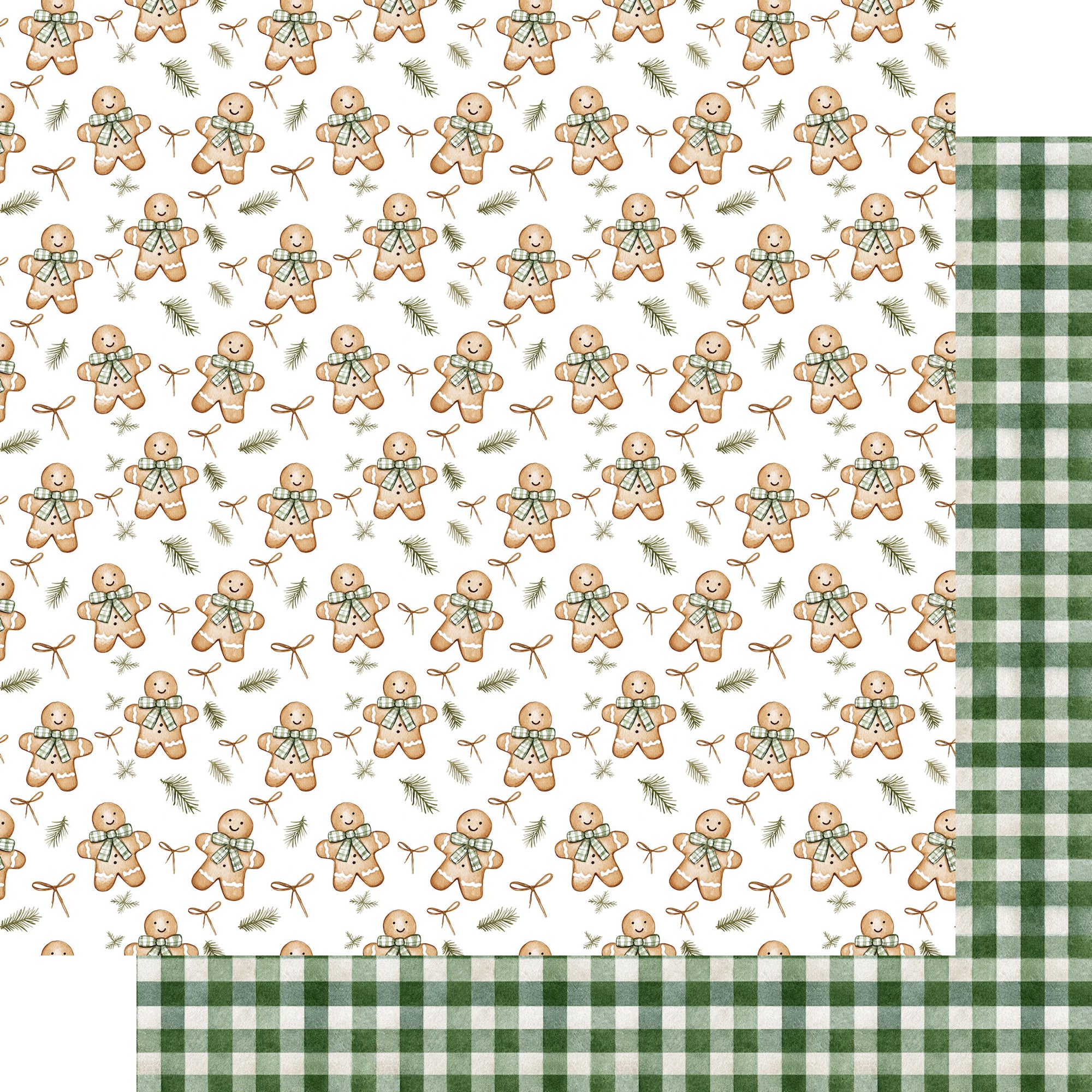 Evergreen Christmas Collection Gingerbread Greetings 12 x 12 Double-Sided Scrapbook Paper by SSC Designs