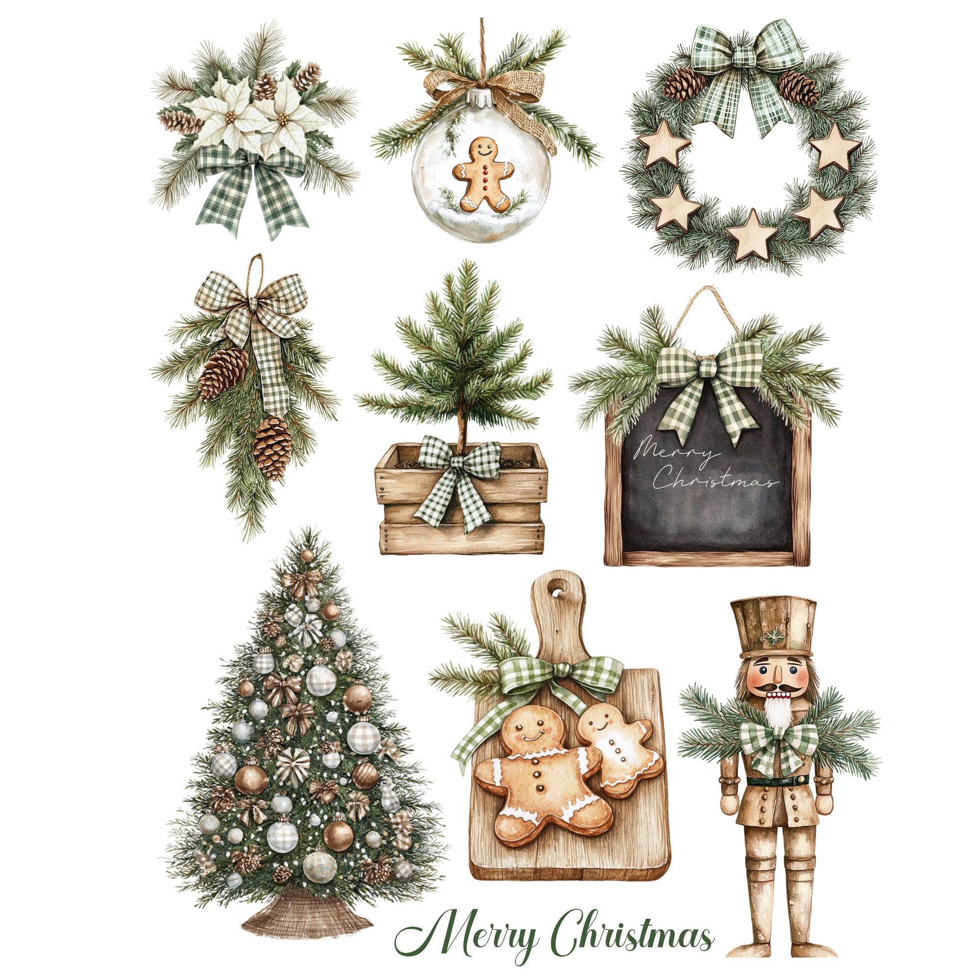 Evergreen Christmas Collection 8 x 10 Scrapbook Sticker Sheet by SSC Designs