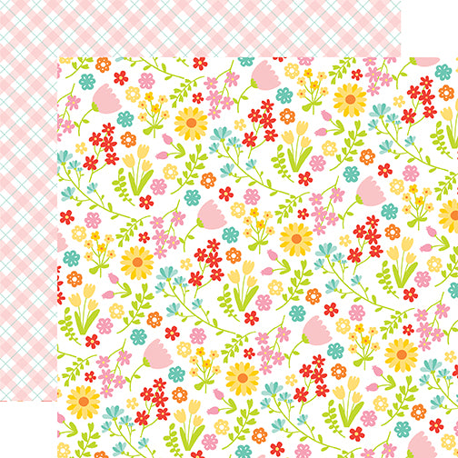 Easter Wishes Collection Floral Fun 12 x 12 Double-Sided Scrapbook Paper by Echo Park Paper