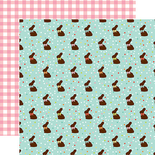 Easter Wishes Collection Chocolate Bunnies 12 x 12 Double-Sided Scrapbook Paper by Echo Park Paper
